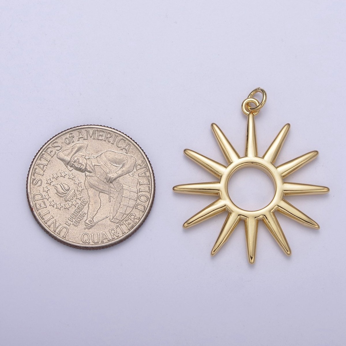 Gold Sun Charm Celestial Pendant C-691 - DLUXCA