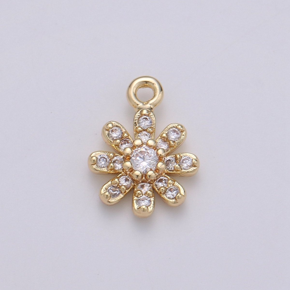 Gold Sunflower / Gold Daisy Charm 11x8mm - Mini Flower Charm Dainty sun flower Charm for bracelet earring necklace supply | D-405 - DLUXCA