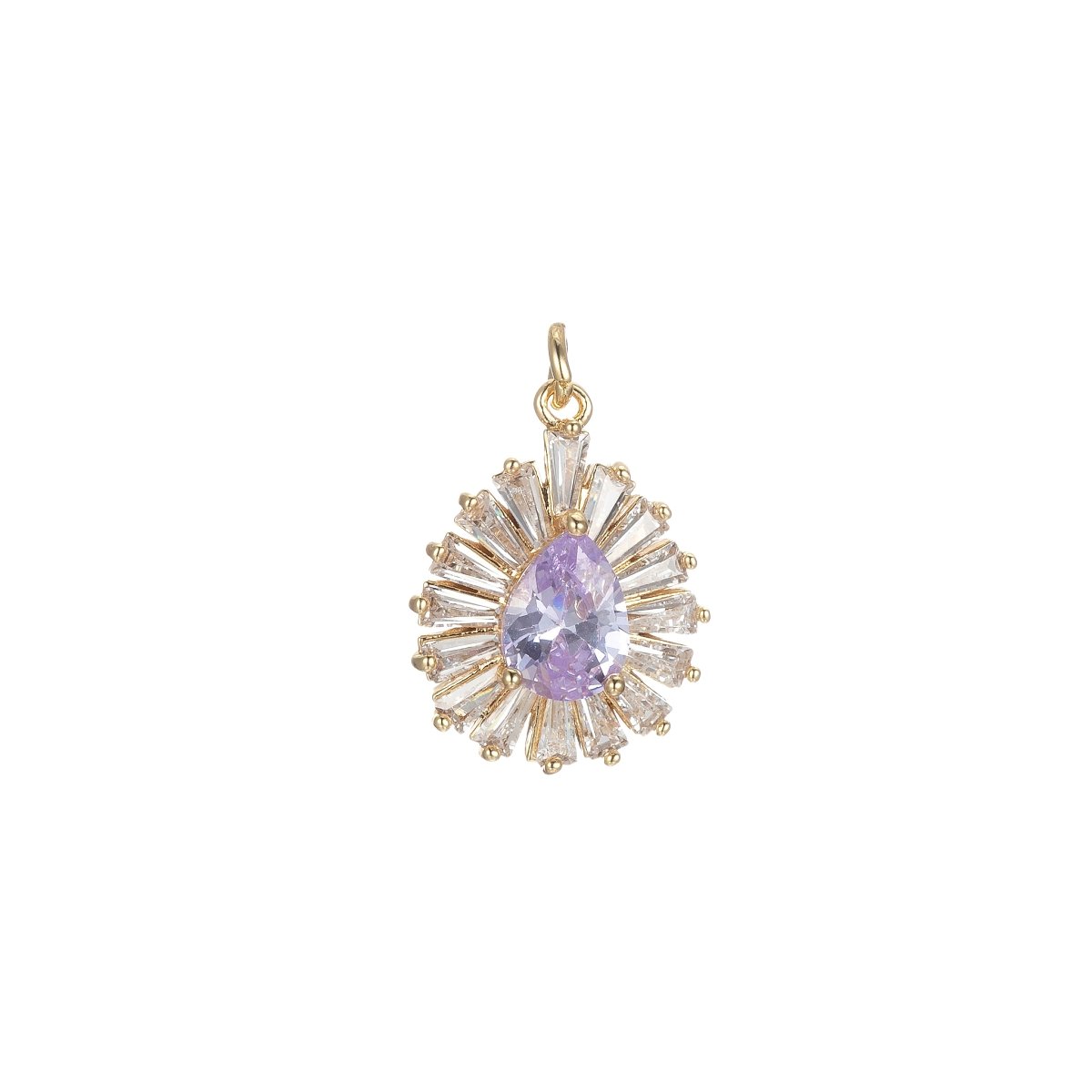 Gold Tear Drop Charm Baguette Cubic Oval Pendant Dangle Charms for Necklace Earring Supply Component E-845-E-847