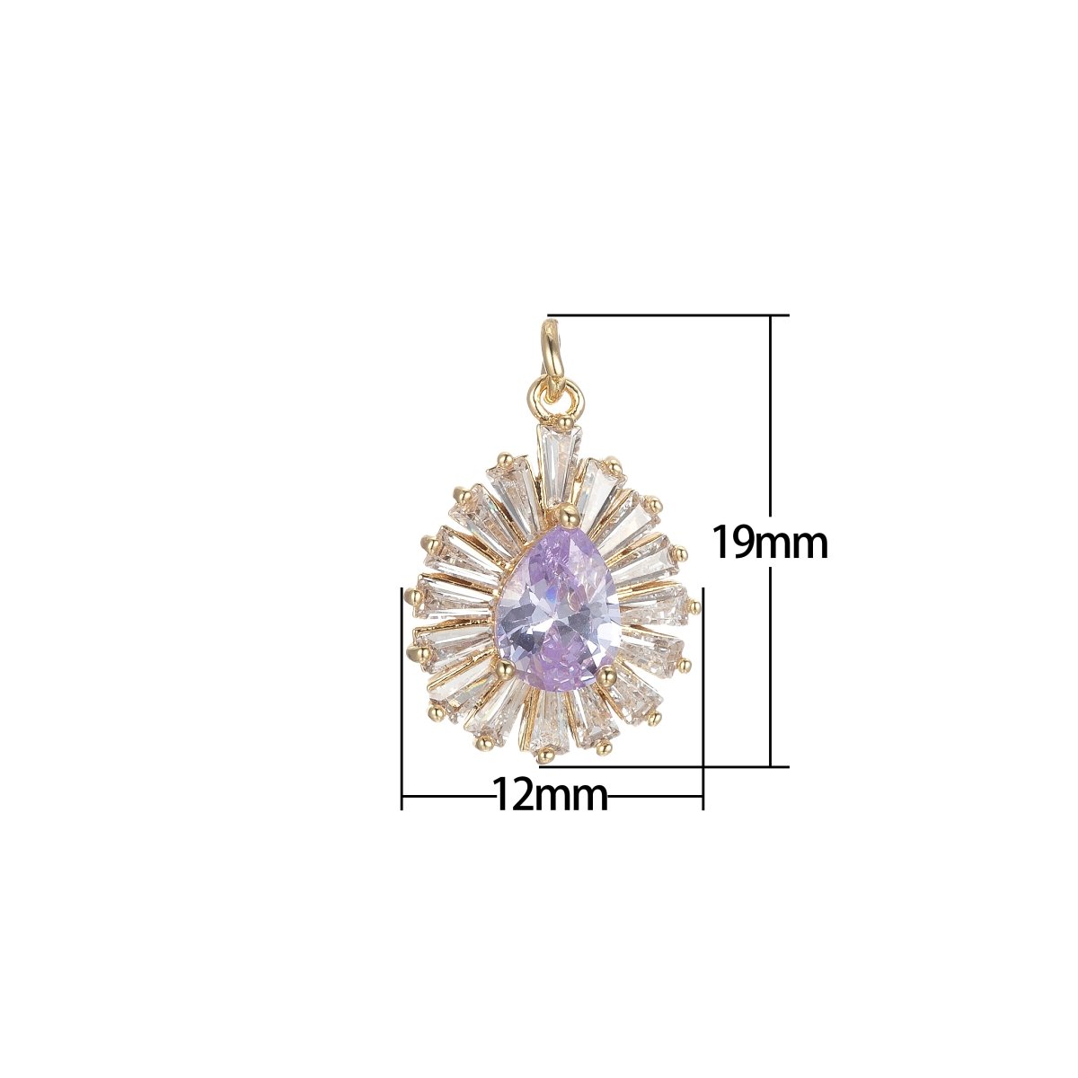 Gold Tear Drop Charm Baguette Cubic Oval Pendant Dangle Charms for Necklace Earring Supply Component E-845-E-847