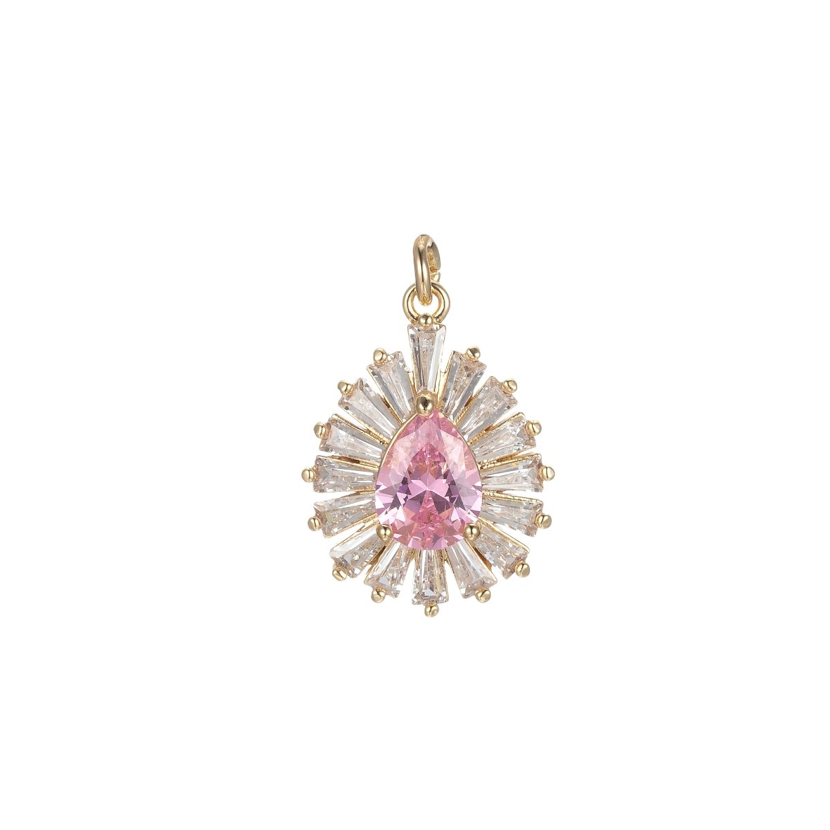 Gold Tear Drop Charm Baguette Cubic Oval Pendant Dangle Charms for Necklace Earring Supply Component E-845-E-847