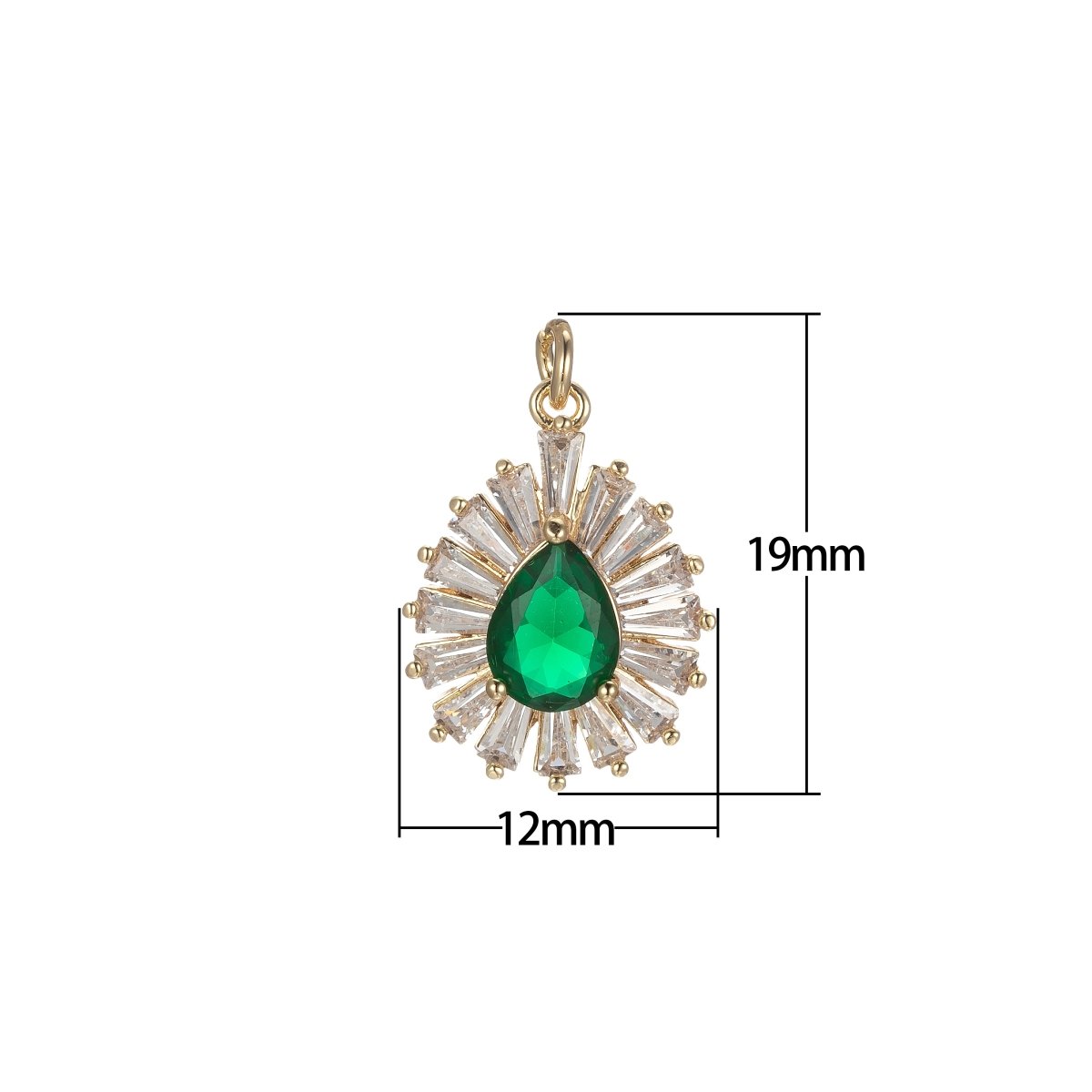 Gold Tear Drop Charm Baguette Cubic Oval Pendant Dangle Charms for Necklace Earring Supply Component E-845-E-847
