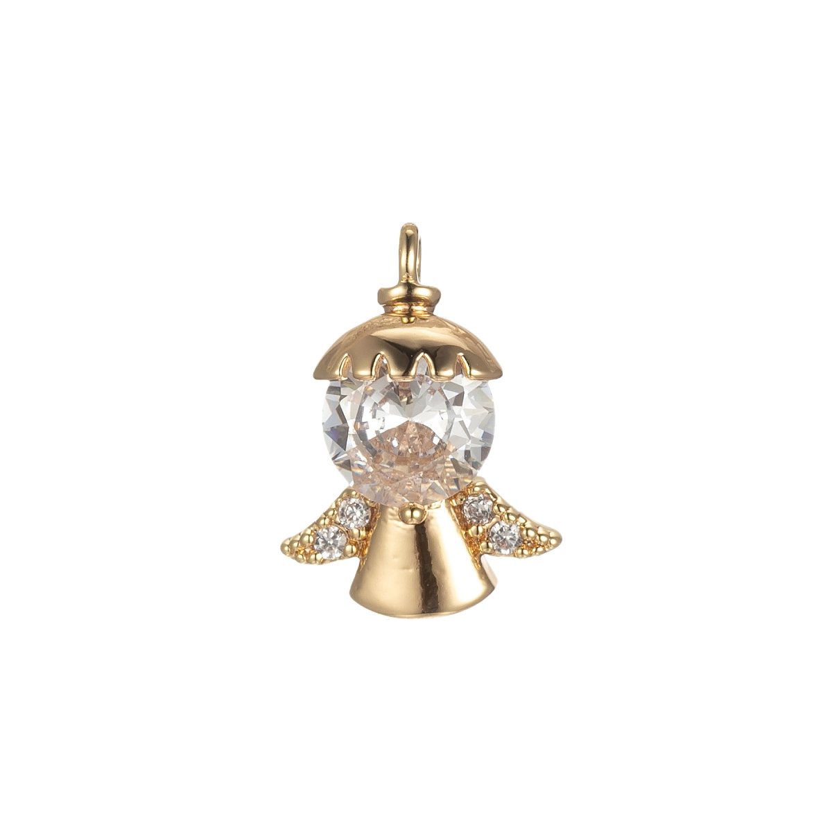 Gold Tiny Angel Charm, Tiny Angel Pendant, Cubic Angel Charm Bracelet Necklace Clear Pink Purple Angel Charm Supply E-855 E-856 E-857