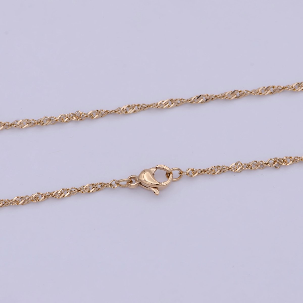 Gold Twist Singapore Chain Necklace, Unique Layer Chain Necklace Ready to Wear 20 Inch | WA-760 Clearance Pricing - DLUXCA