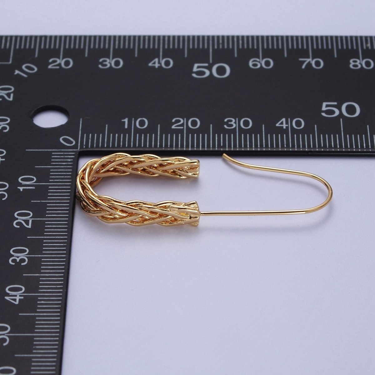 Gold Twisted Crescent U Long French Hook Minimalist Earrings | Y-150 - DLUXCA