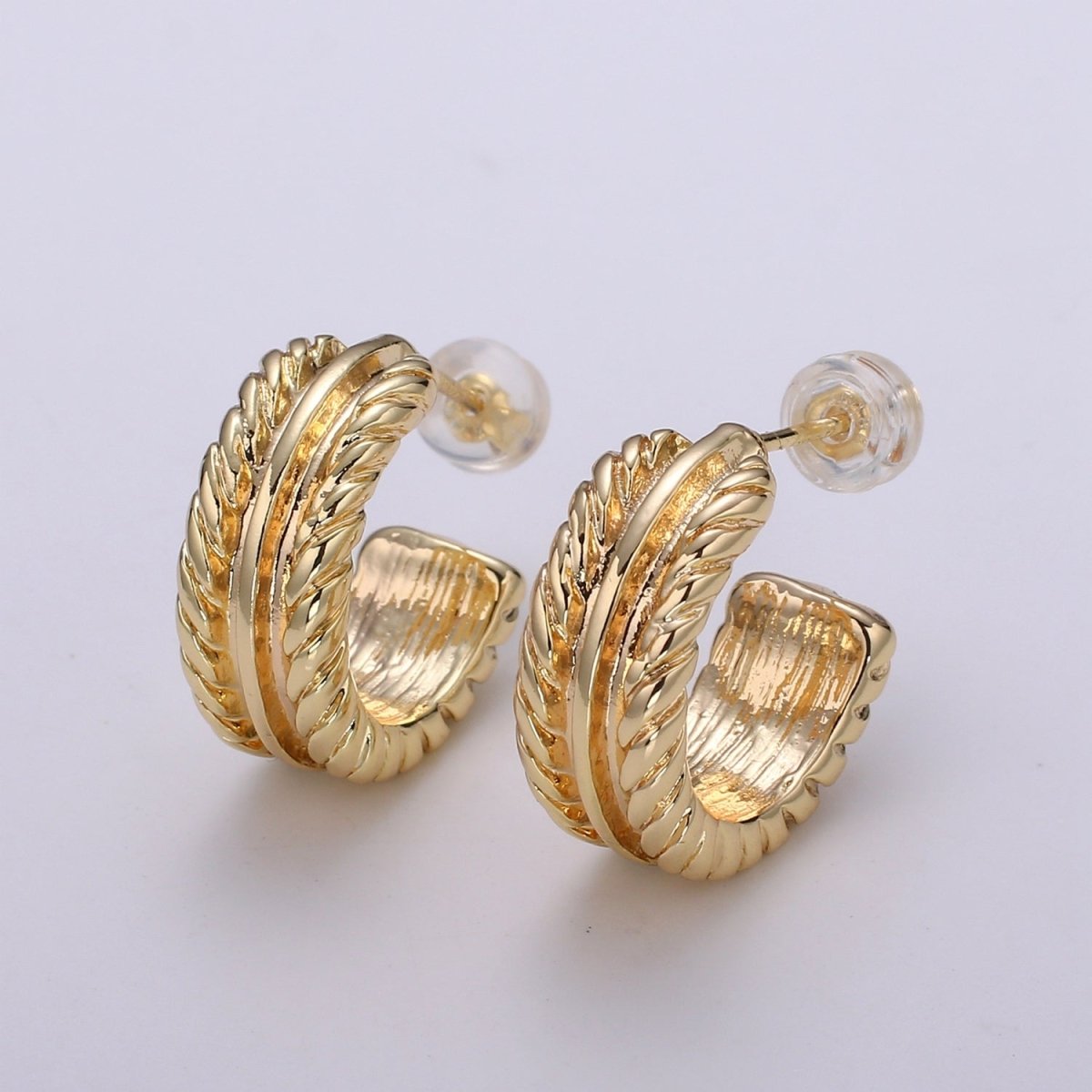 Gold Twisted Hoop Earrings • Bold Gold Hoop Earrings • Chunky Earrings • Statement Hoops • 18k Gold Filled Hoops Earring gift for her Q-446