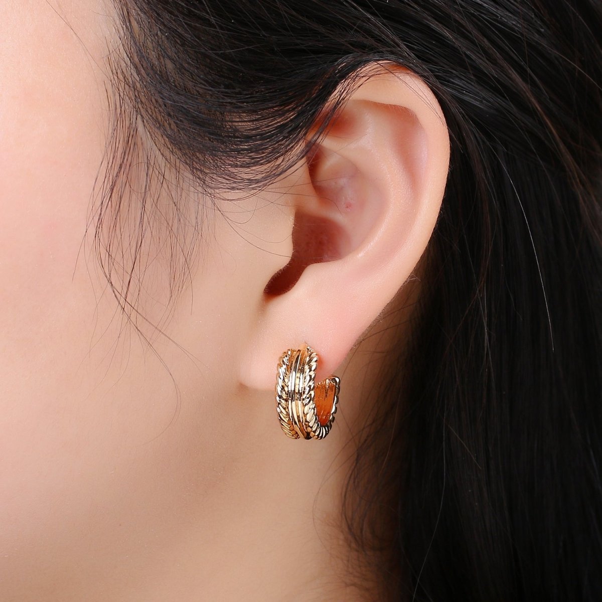 Gold Twisted Hoop Earrings • Bold Gold Hoop Earrings • Chunky Earrings • Statement Hoops • 18k Gold Filled Hoops Earring gift for her Q-446