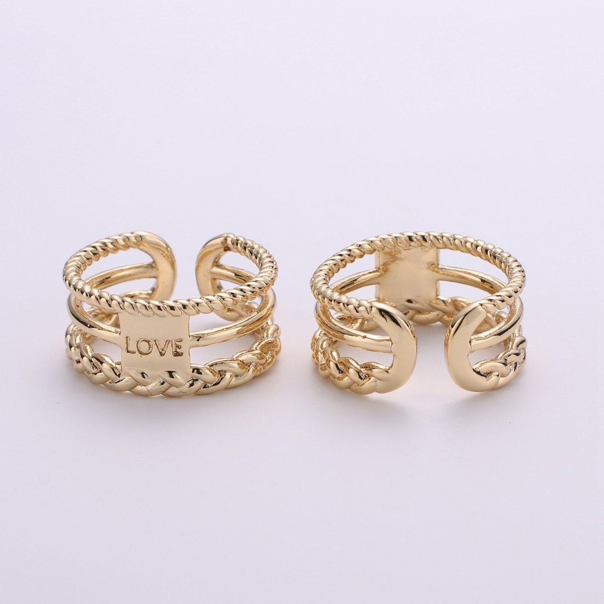 Gold Twisted Ring, Statement Ring, Chunky Love Ring, Stackable Ring Thick Gold Ring Antique Celtic Gold Ring adjustable ring, R-011 R-012