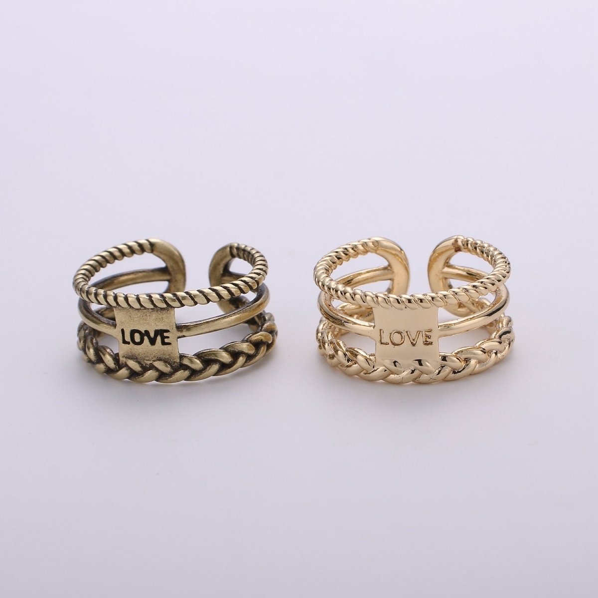 Gold Twisted Ring, Statement Ring, Chunky Love Ring, Stackable Ring Thick Gold Ring Antique Celtic Gold Ring adjustable ring, R-011 R-012