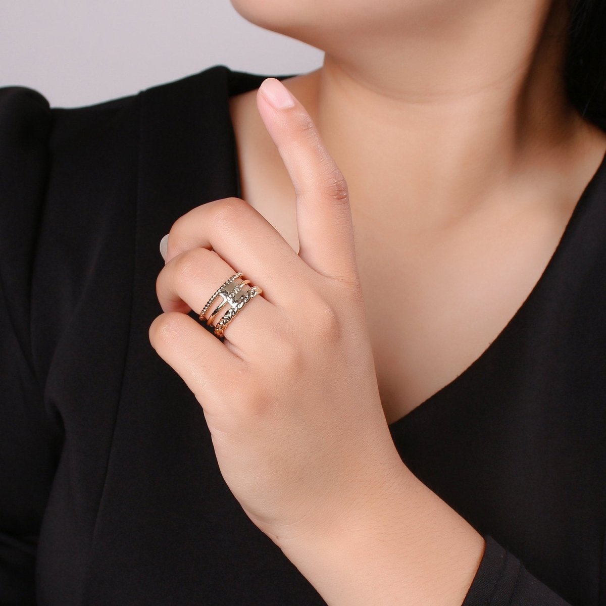 Gold Twisted Ring, Statement Ring, Chunky Love Ring, Stackable Ring Thick Gold Ring Antique Celtic Gold Ring adjustable ring, R-011 R-012