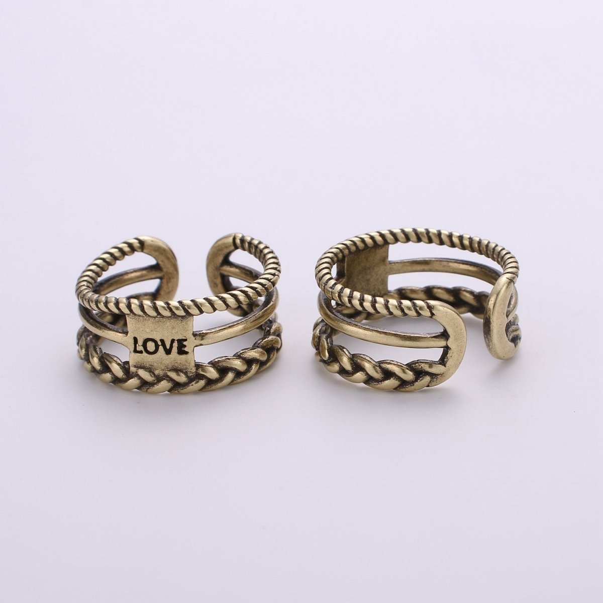 Gold Twisted Ring, Statement Ring, Chunky Love Ring, Stackable Ring Thick Gold Ring Antique Celtic Gold Ring adjustable ring, R-011 R-012