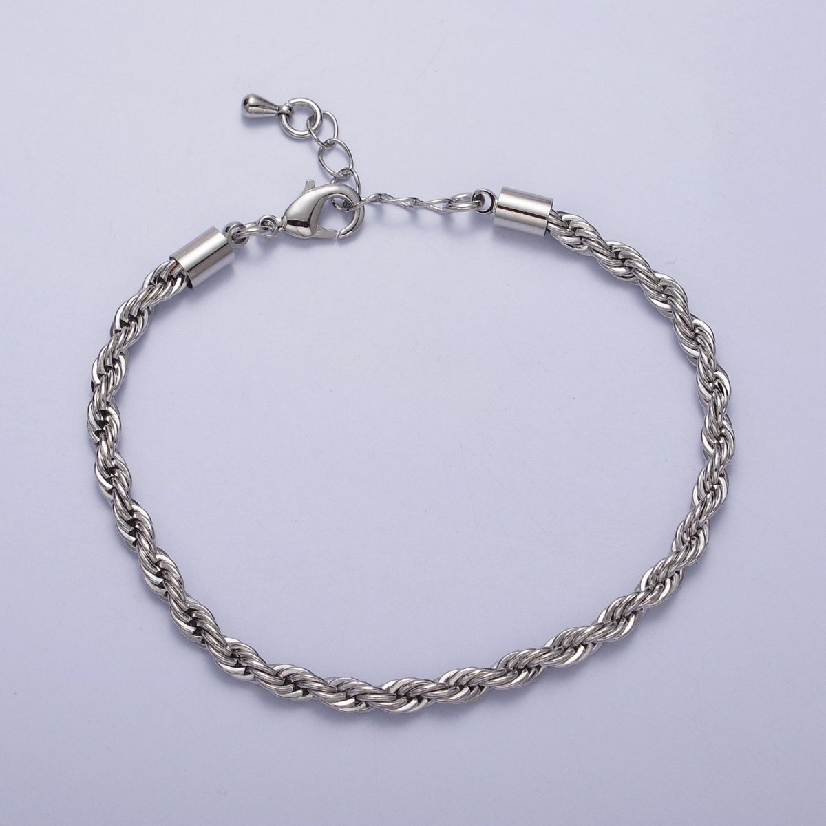 Gold Twisted Rope Chain Bracelet Silver Chunky Rope Chain bracelet 3.7mm thickness | WA-1538 WA-1539 Clearance Pricing