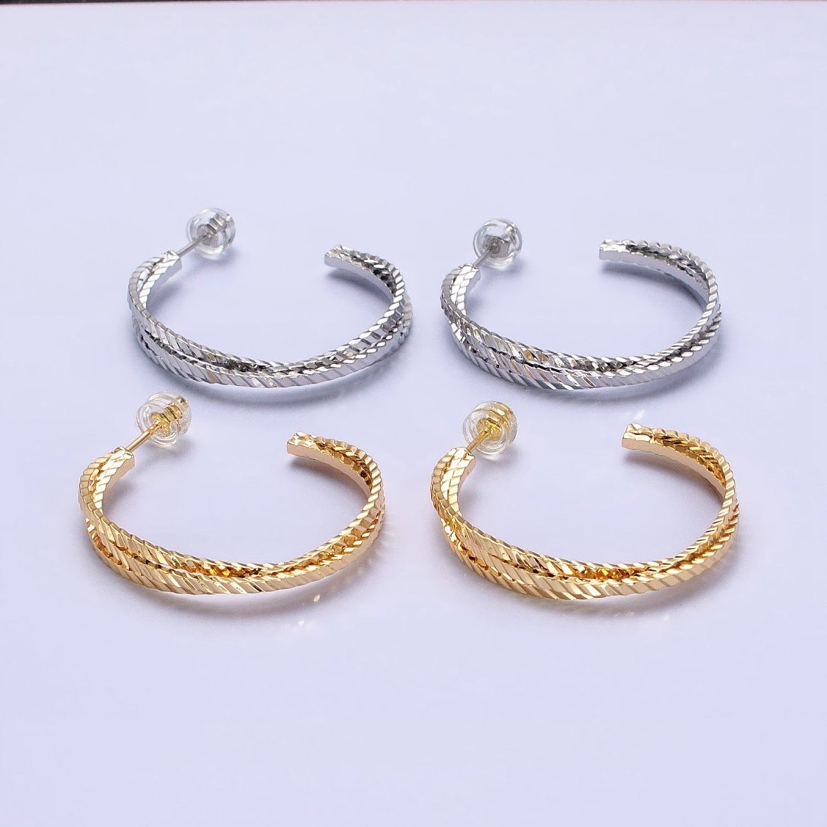 Gold Twisted Snake Hoop Earring Silver Hoops Gold Modern Earrings AB930 AB937