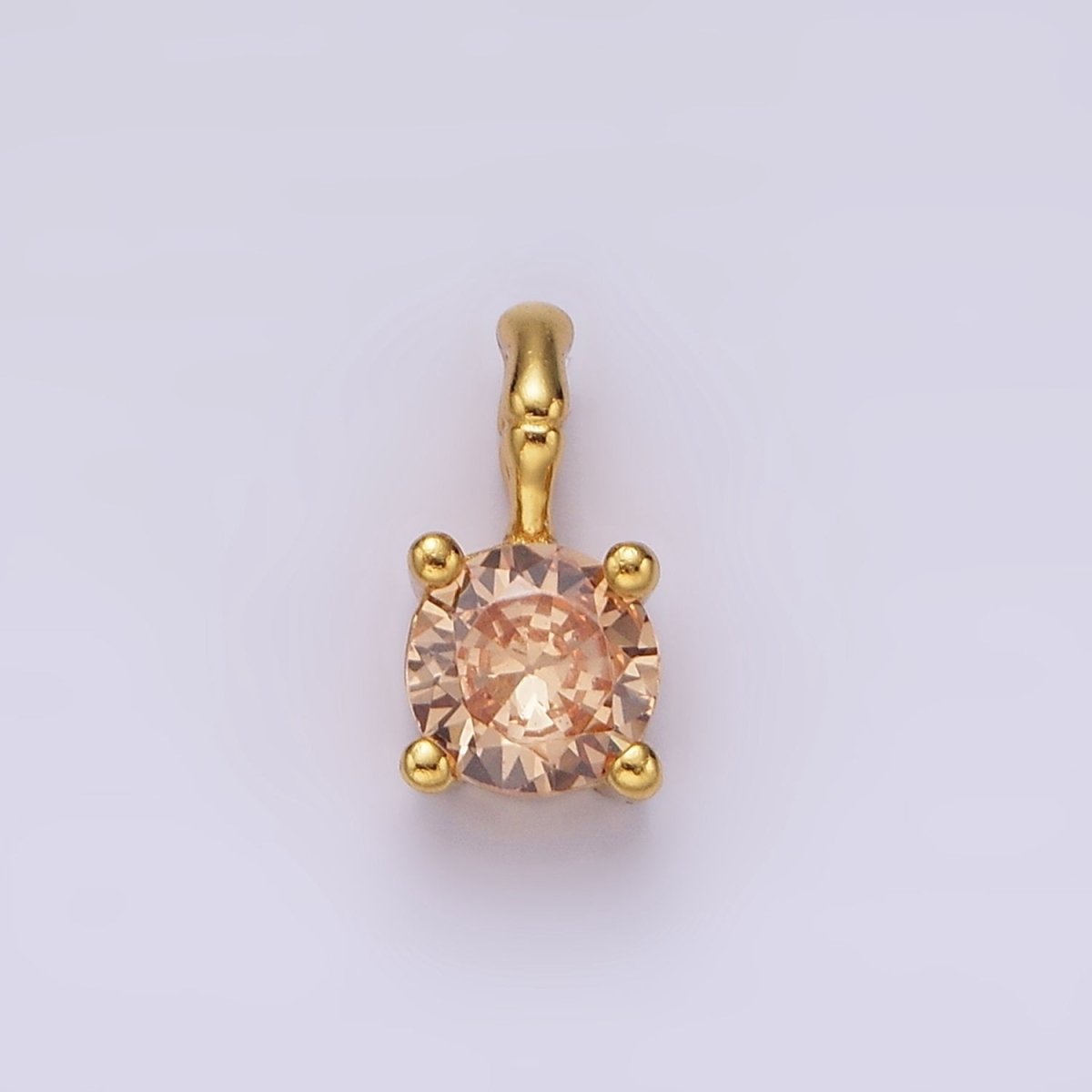 Gold Vermeil Cubic Zirconia CZ Birthstone Bamboo Bail Personalized Charm in Gold & Silver | AG160 - AG183