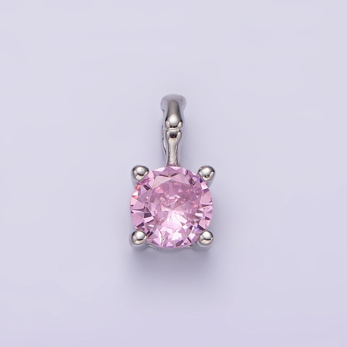 Gold Vermeil Cubic Zirconia CZ Birthstone Bamboo Bail Personalized Charm in Gold & Silver | AG160 - AG183