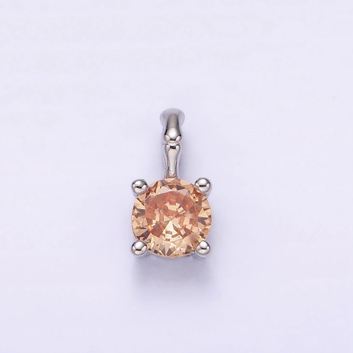 Gold Vermeil Cubic Zirconia CZ Birthstone Bamboo Bail Personalized Charm in Gold & Silver | AG160 - AG183
