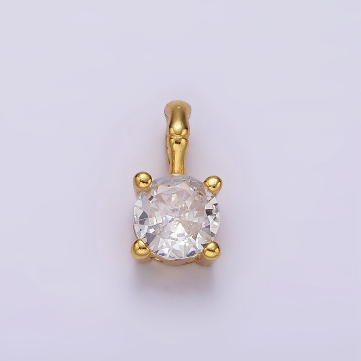 Gold Vermeil Cubic Zirconia CZ Birthstone Bamboo Bail Personalized Charm in Gold & Silver | AG160 - AG183