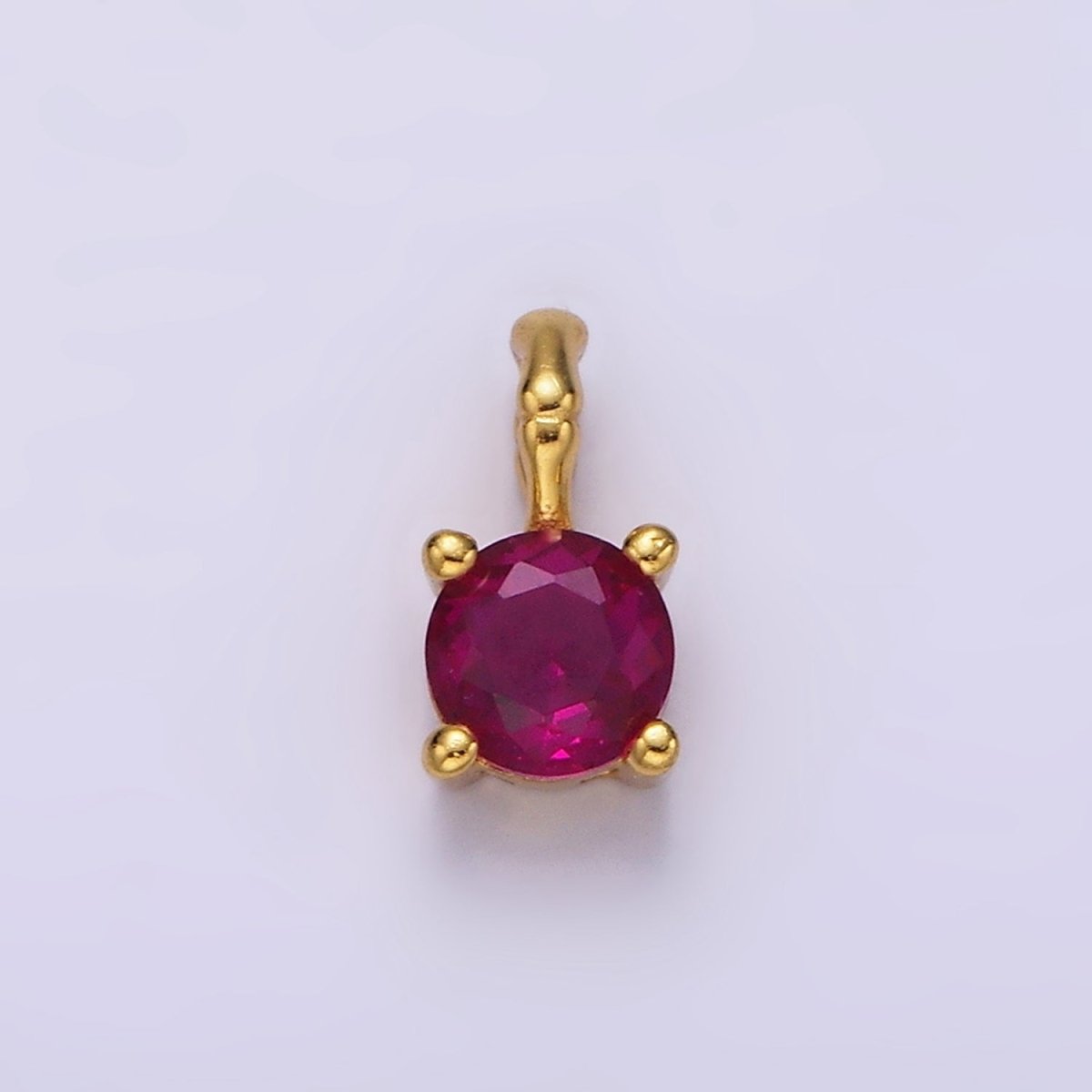 Gold Vermeil Cubic Zirconia CZ Birthstone Bamboo Bail Personalized Charm in Gold & Silver | AG160 - AG183