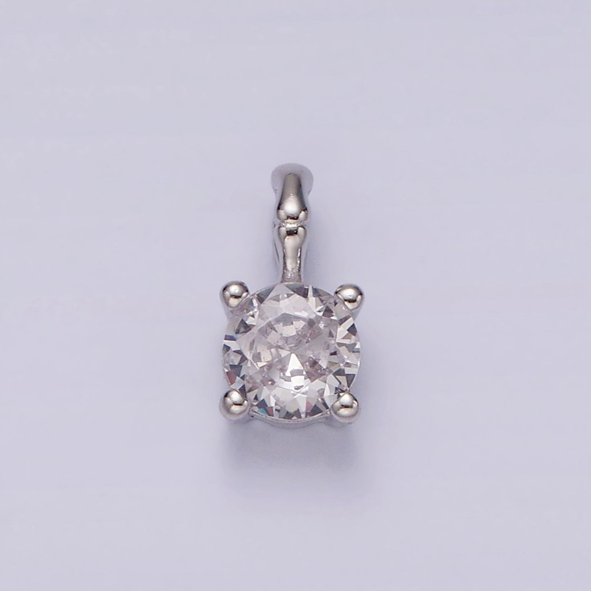 Gold Vermeil Cubic Zirconia CZ Birthstone Bamboo Bail Personalized Charm in Gold & Silver | AG160 - AG183