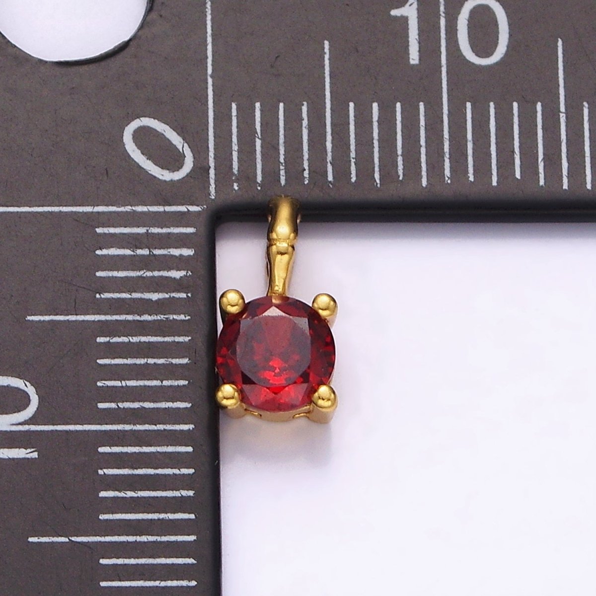 Gold Vermeil Cubic Zirconia CZ Birthstone Bamboo Bail Personalized Charm in Gold & Silver | AG160 - AG183