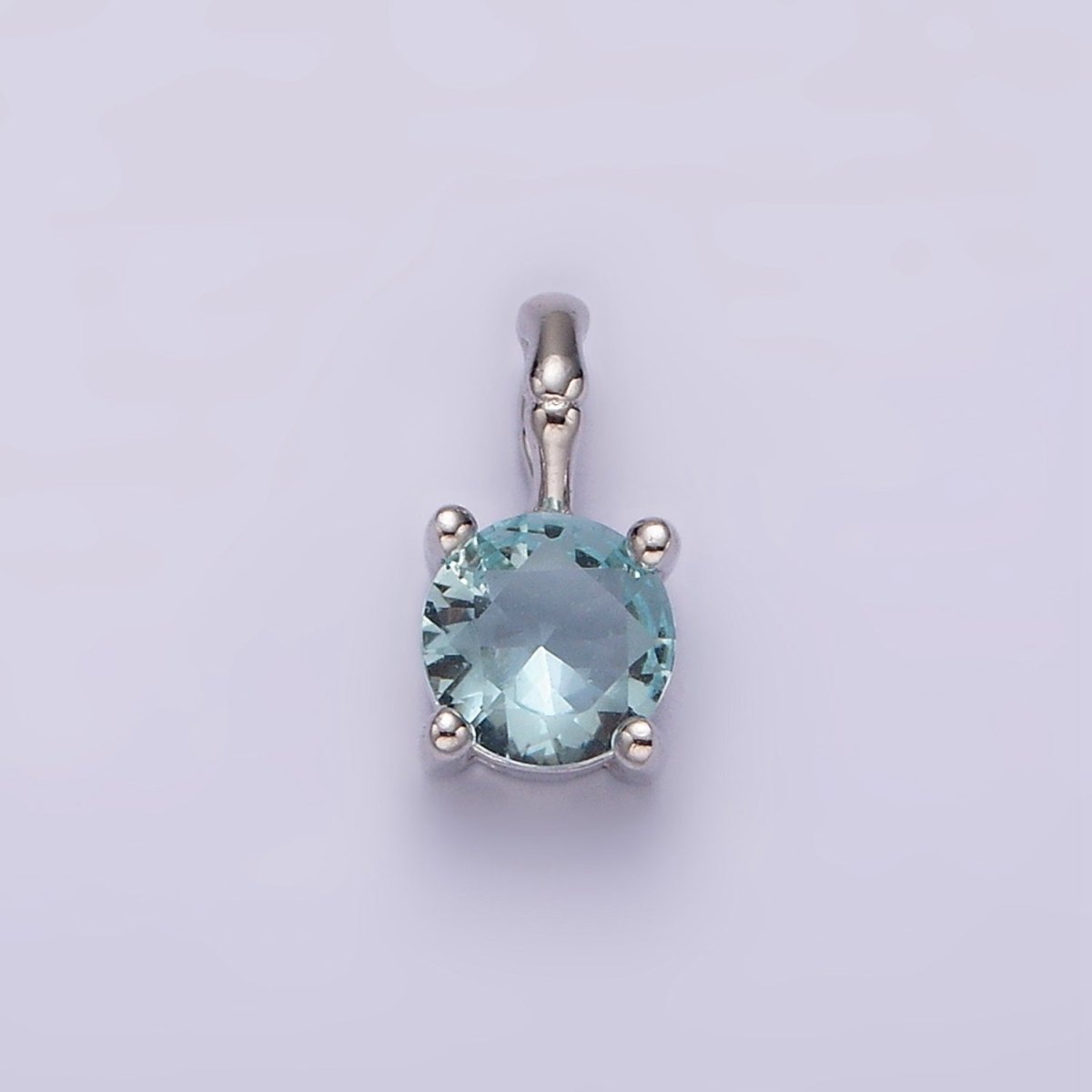 Gold Vermeil Cubic Zirconia CZ Birthstone Bamboo Bail Personalized Charm in Gold & Silver | AG160 - AG183