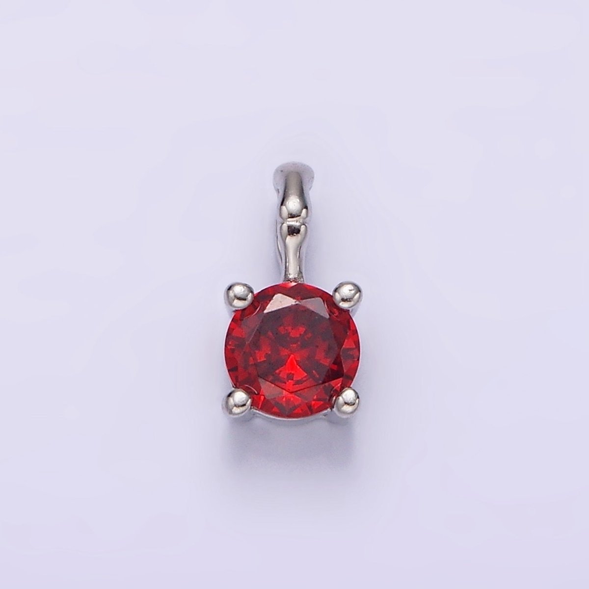 Gold Vermeil Cubic Zirconia CZ Birthstone Bamboo Bail Personalized Charm in Gold & Silver | AG160 - AG183