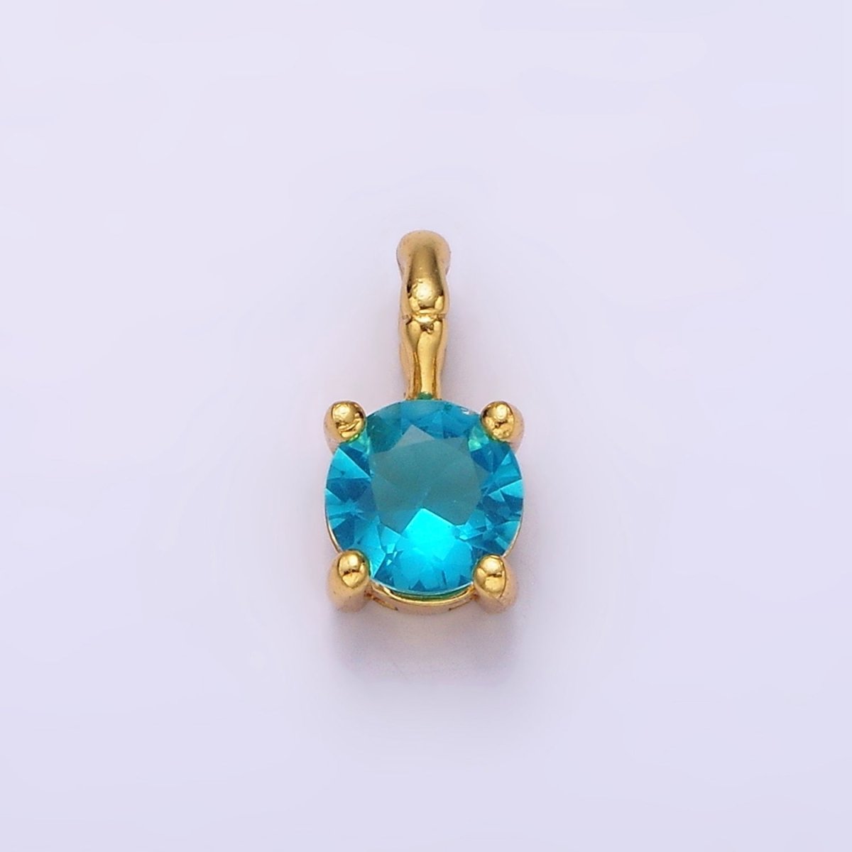 Gold Vermeil Cubic Zirconia CZ Birthstone Bamboo Bail Personalized Charm in Gold & Silver | AG160 - AG183