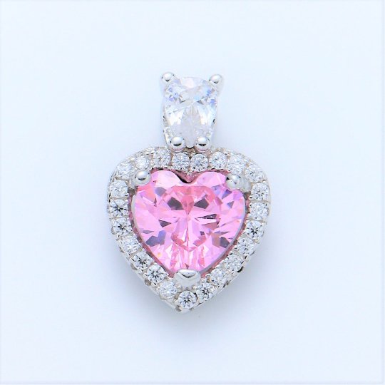 Gold Vermeil Heart Charm Cubic Heart Gem Pendant Micro Pave Love Charm Solitaire Heart Charm for Necklace Earring Bracelet Component SL-221 SL-222 SL-223 SL-224 SL-225 SL-226 SL-244