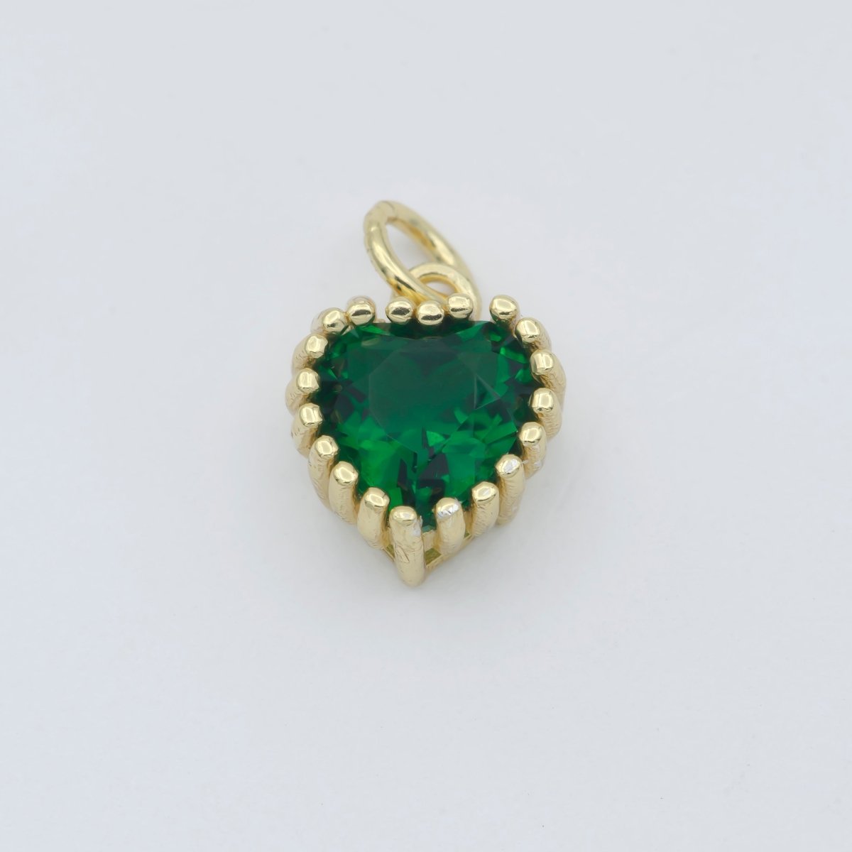 Gold Vermeil Heart CZ Charm - Birthstone add on charm cubic zirconia for Birthday Personalized jewelry SL-255~SL-266
