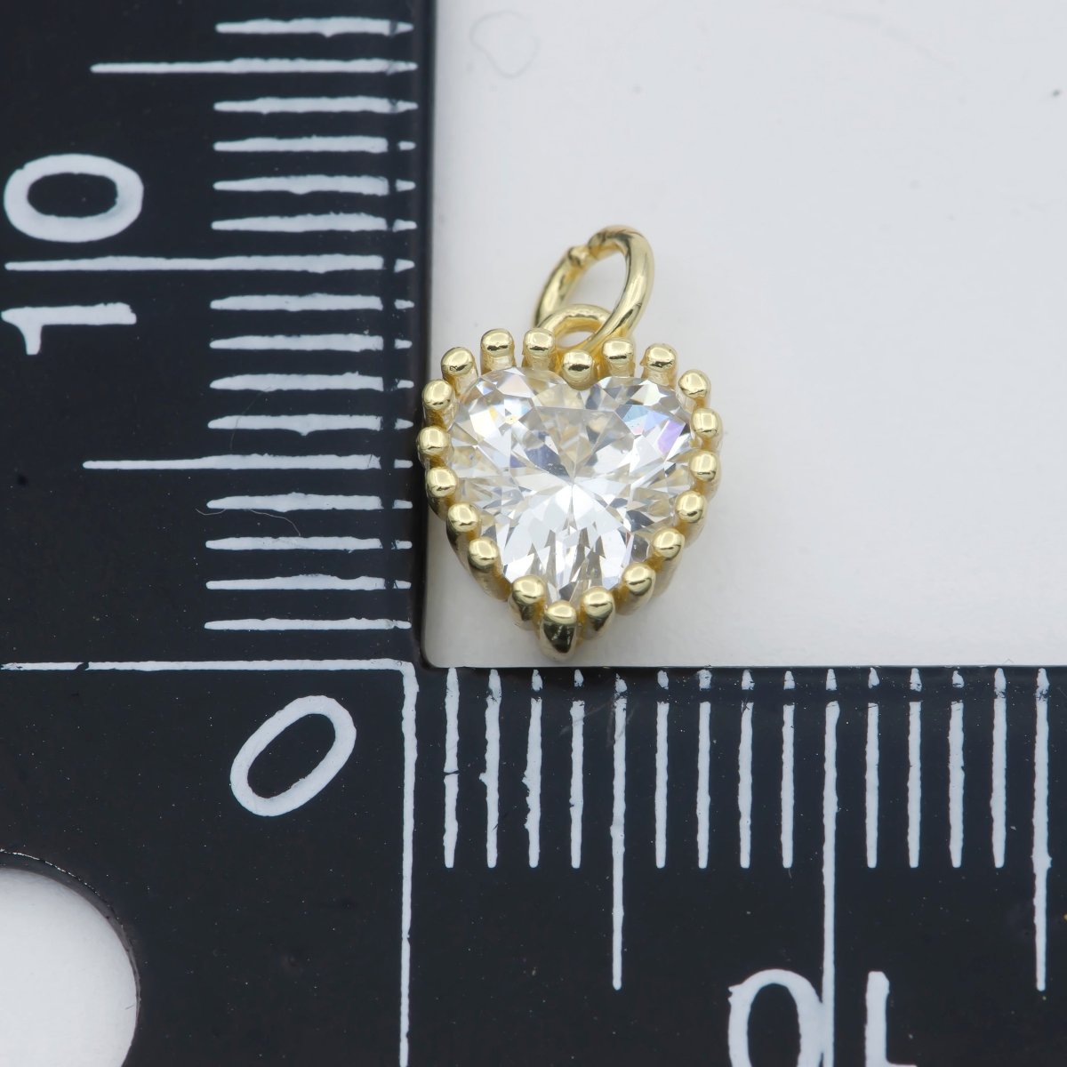 Gold Vermeil Heart CZ Charm - Birthstone add on charm cubic zirconia for Birthday Personalized jewelry SL-255~SL-266