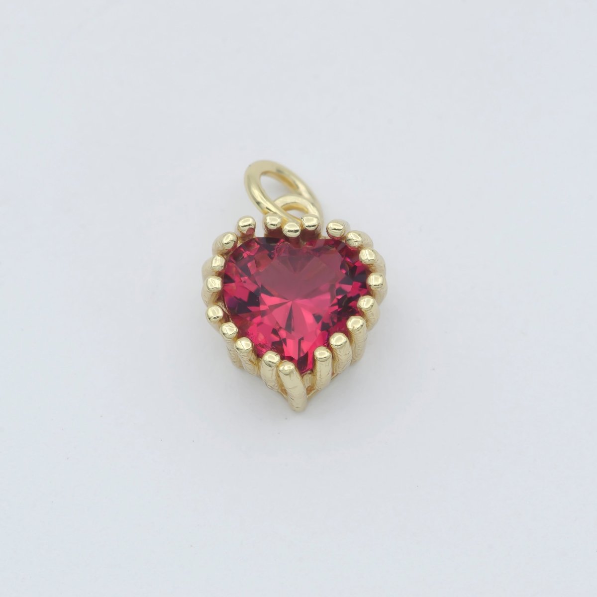 Gold Vermeil Heart CZ Charm - Birthstone add on charm cubic zirconia for Birthday Personalized jewelry SL-255~SL-266