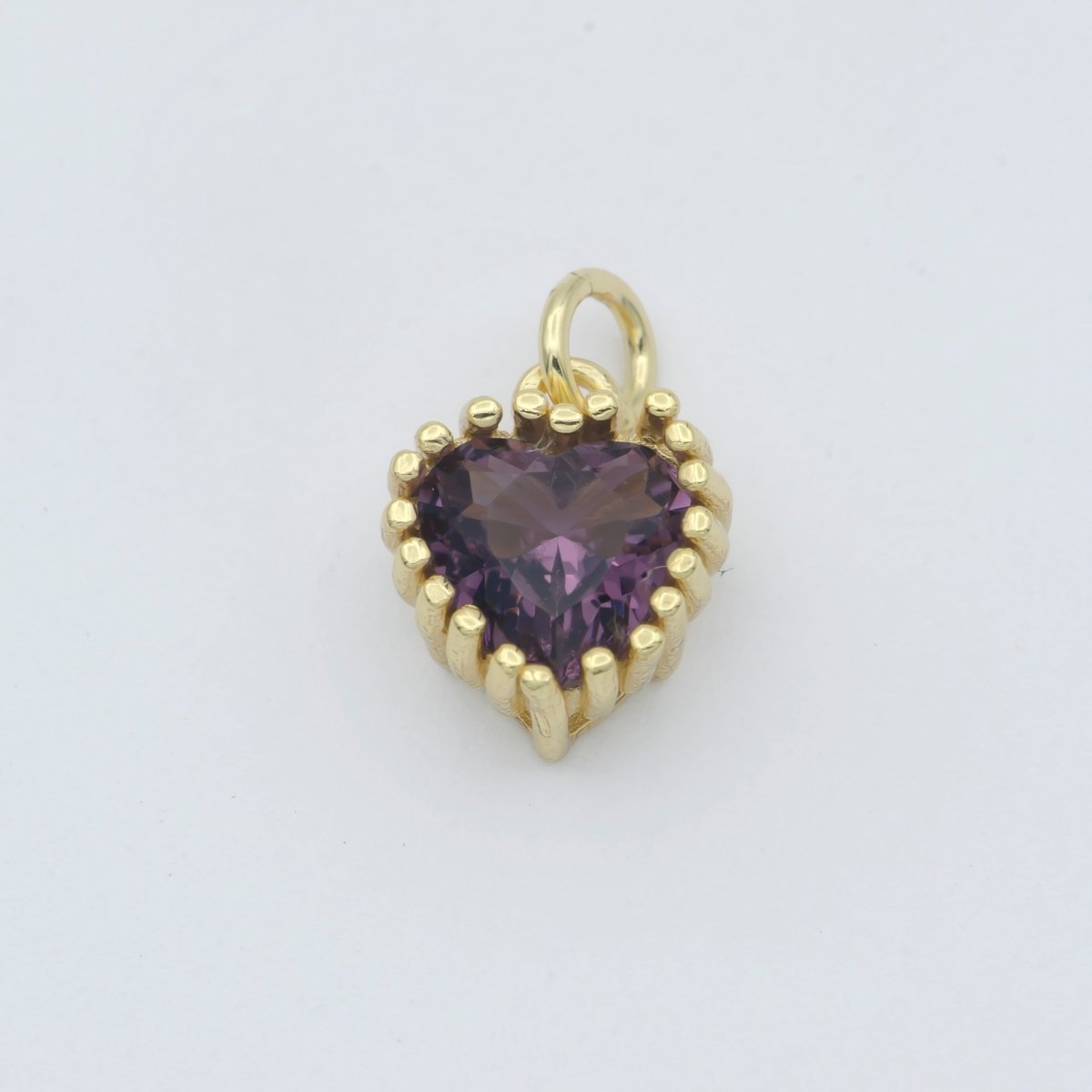 Gold Vermeil Heart CZ Charm - Birthstone add on charm cubic zirconia for Birthday Personalized jewelry SL-255~SL-266