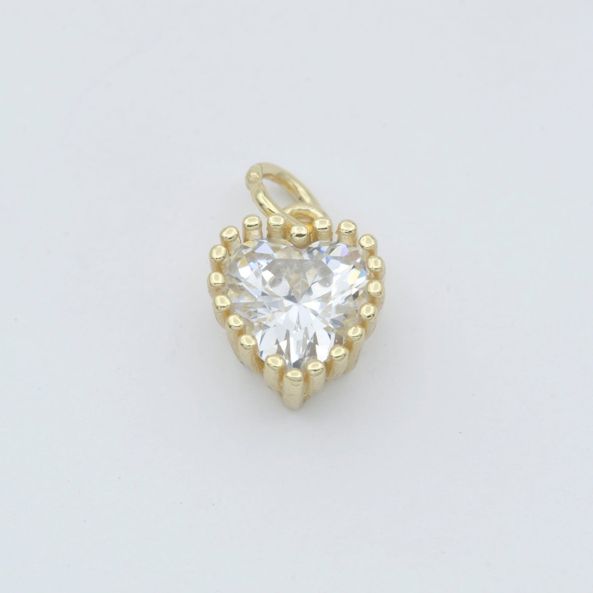 Gold Vermeil Heart CZ Charm - Birthstone add on charm cubic zirconia for Birthday Personalized jewelry SL-255~SL-266
