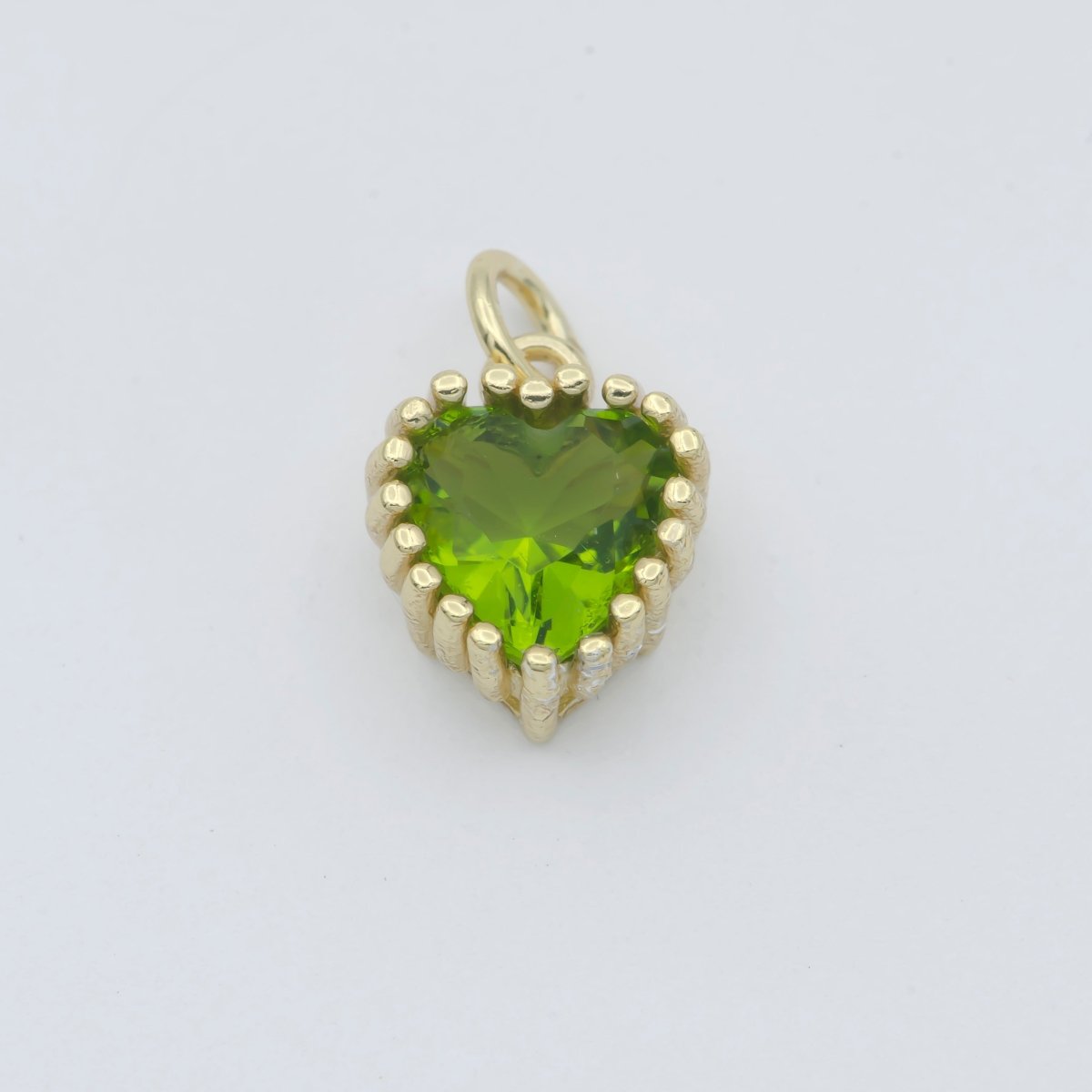 Gold Vermeil Heart CZ Charm - Birthstone add on charm cubic zirconia for Birthday Personalized jewelry SL-255~SL-266