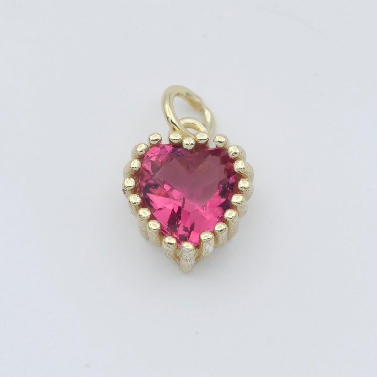 Gold Vermeil Heart CZ Charm - Birthstone add on charm cubic zirconia for Birthday Personalized jewelry SL-255~SL-266