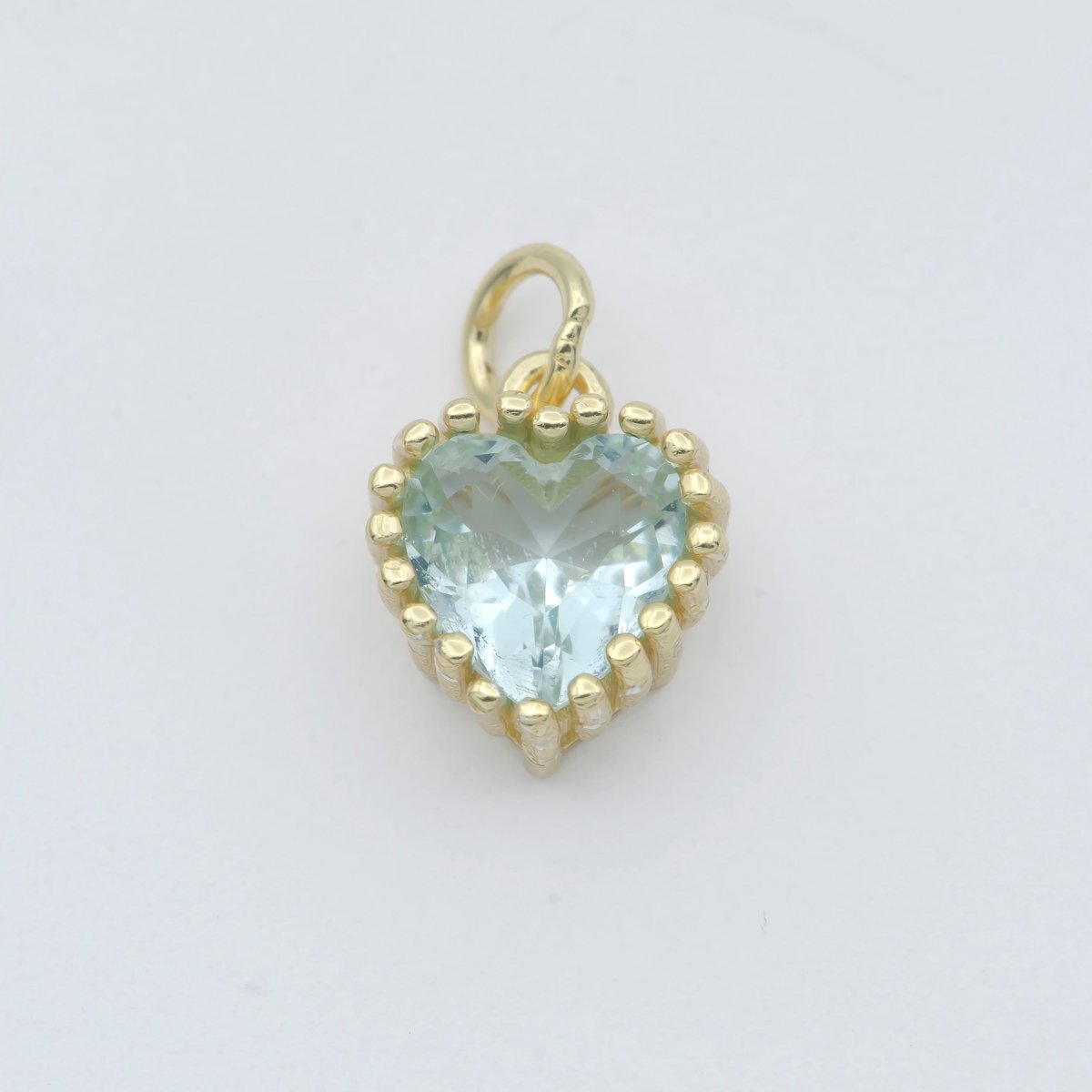 Gold Vermeil Heart CZ Charm - Birthstone add on charm cubic zirconia for Birthday Personalized jewelry SL-255~SL-266