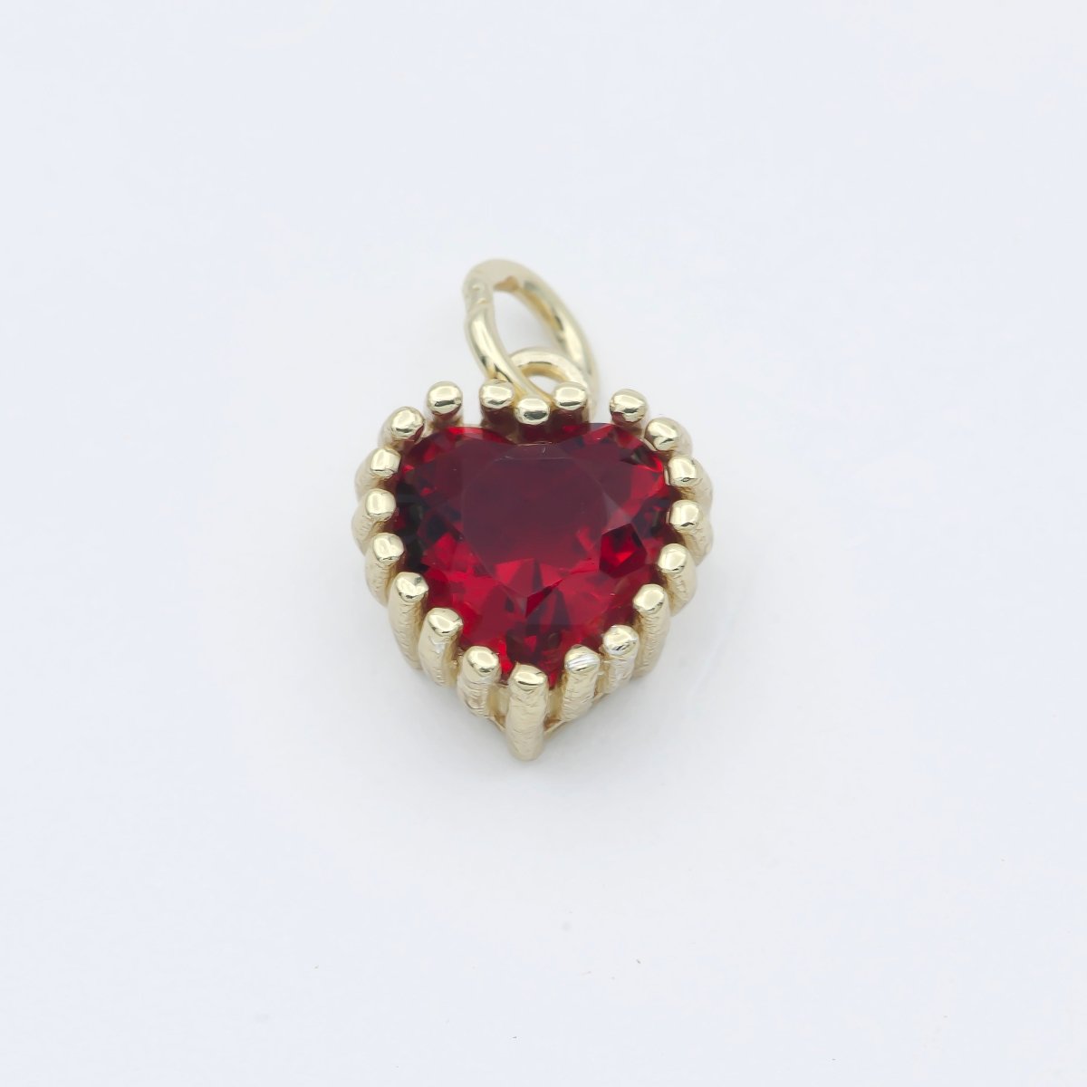 Gold Vermeil Heart CZ Charm - Birthstone add on charm cubic zirconia for Birthday Personalized jewelry SL-255~SL-266