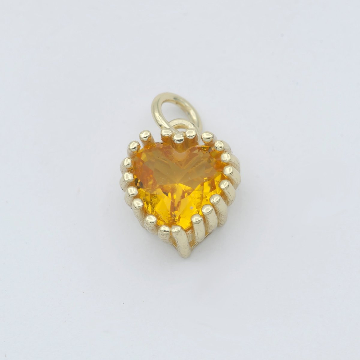Gold Vermeil Heart CZ Charm - Birthstone add on charm cubic zirconia for Birthday Personalized jewelry SL-255~SL-266