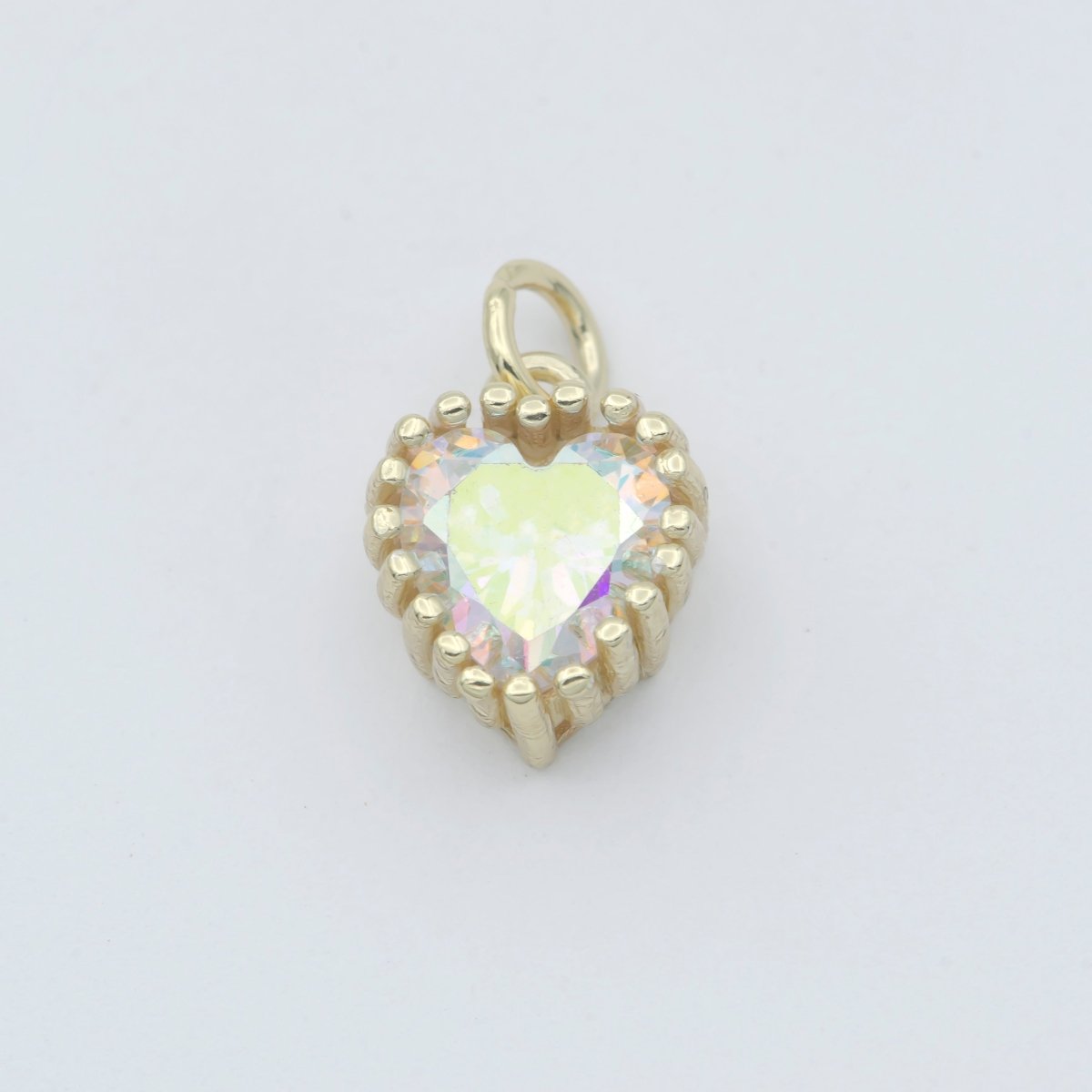 Gold Vermeil Heart CZ Charm - Birthstone add on charm cubic zirconia for Birthday Personalized jewelry SL-255~SL-266
