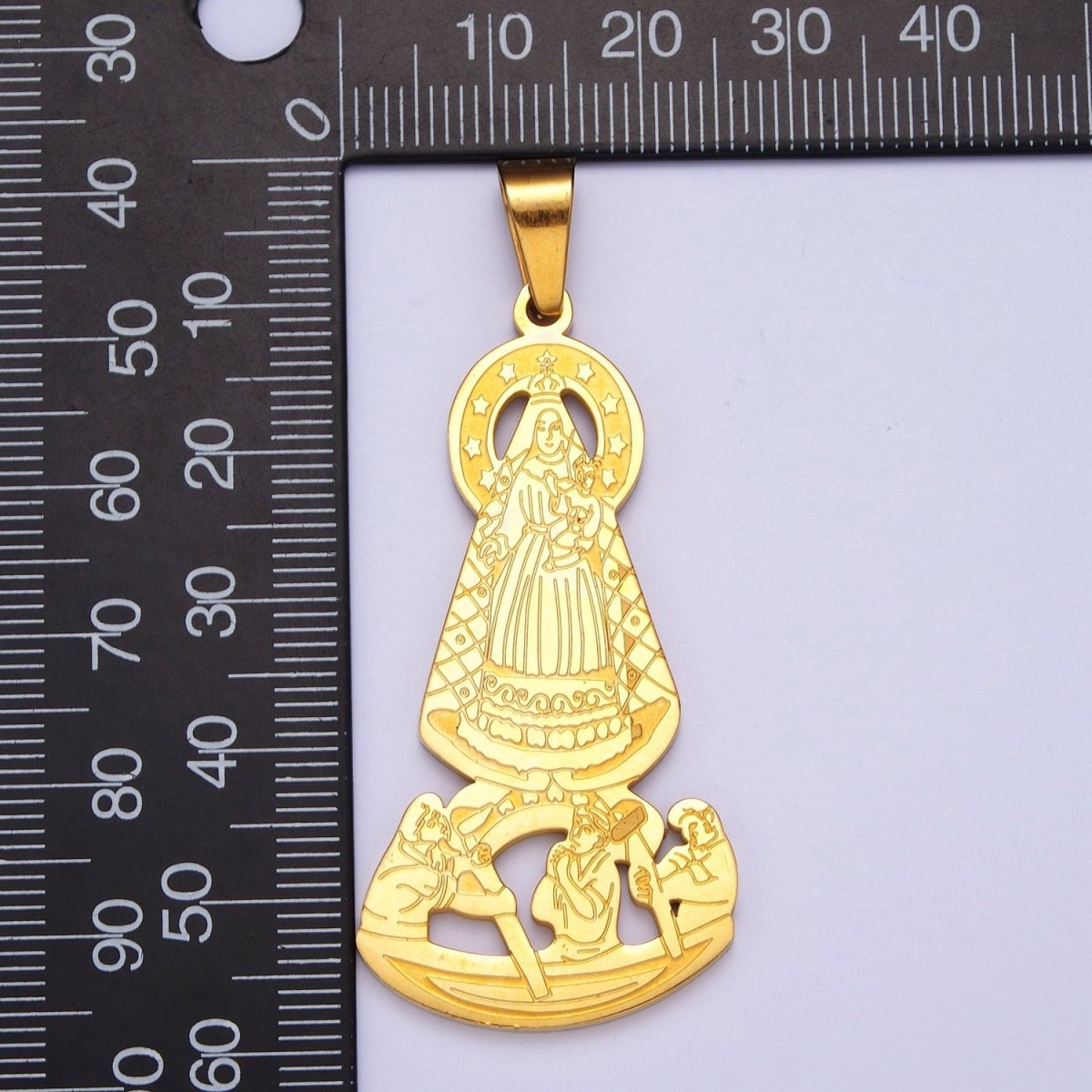 Gold Virgin Mary and Baby Jesus Pendant For Catholic Jewelry Making X-650 - DLUXCA