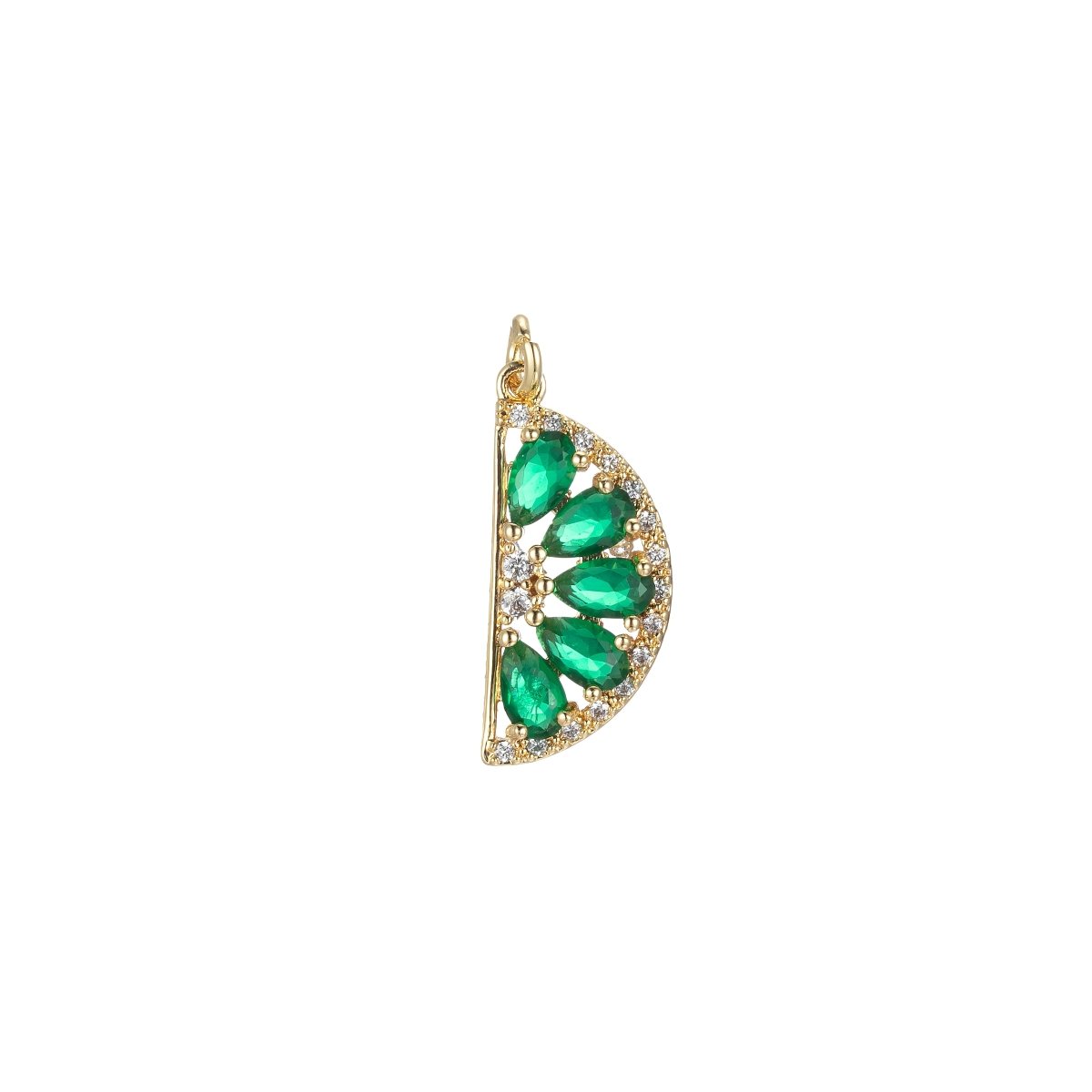 Gold Watermelon Charm Baguette Cubic Half Circle Oval Pendant Dangle Charms for Necklace Earring Supply Component E-851 E-852 E-853