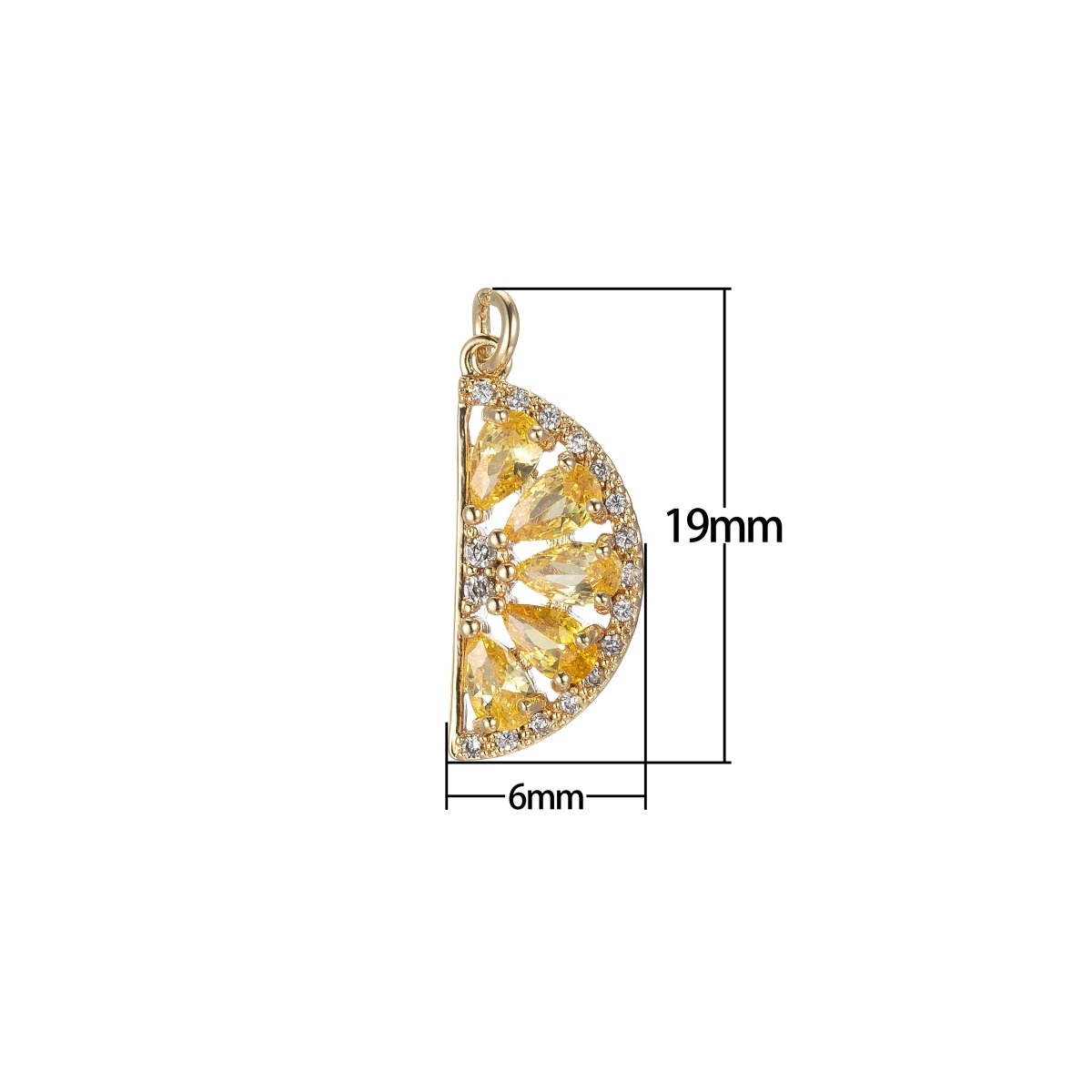 Gold Watermelon Charm Baguette Cubic Half Circle Oval Pendant Dangle Charms for Necklace Earring Supply Component E-851 E-852 E-853