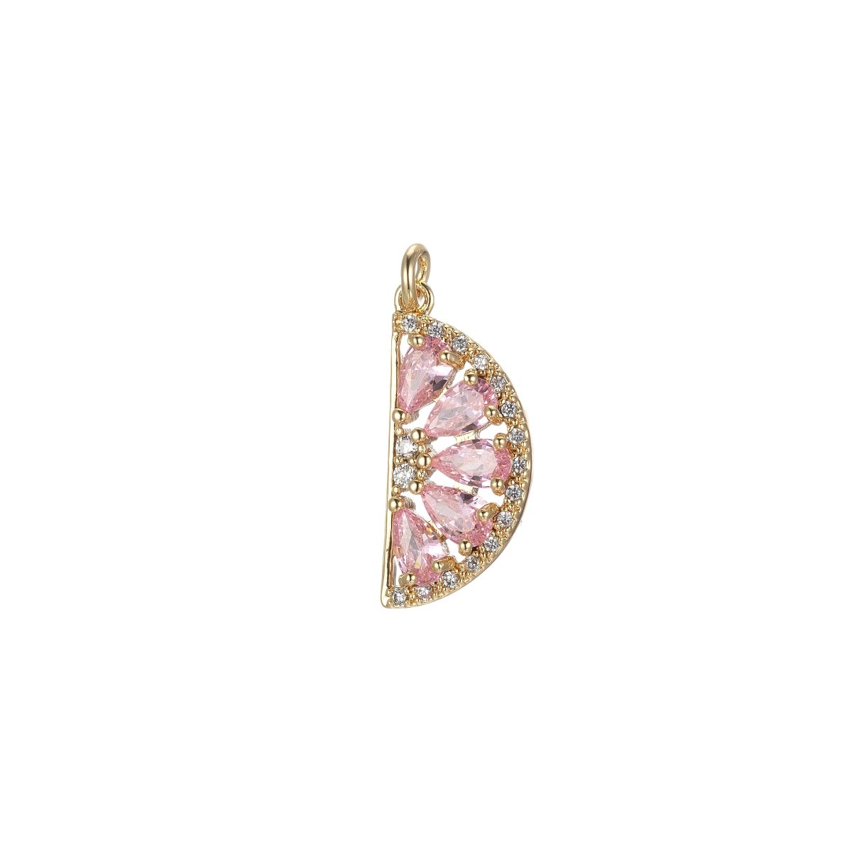 Gold Watermelon Charm Baguette Cubic Half Circle Oval Pendant Dangle Charms for Necklace Earring Supply Component E-851 E-852 E-853