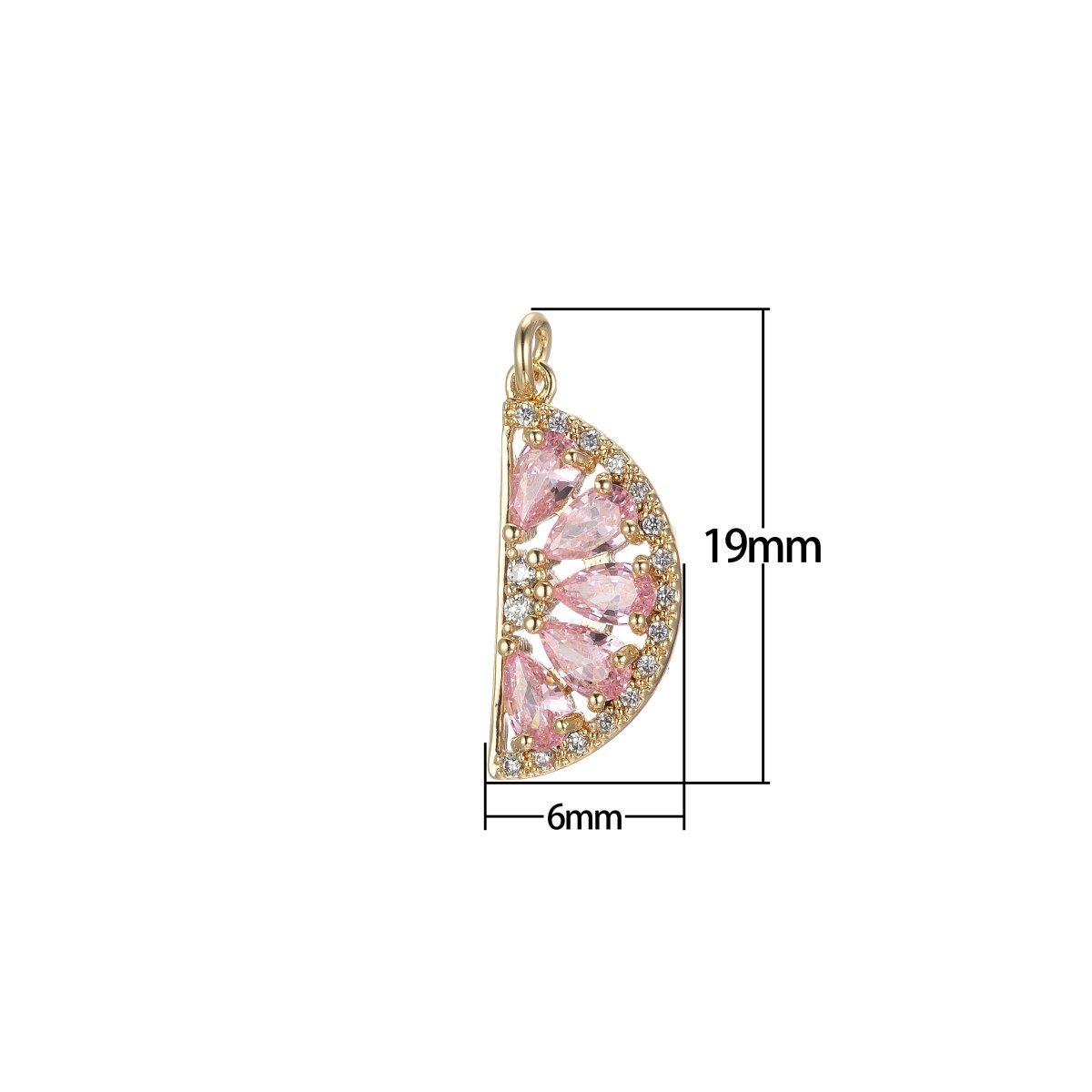 Gold Watermelon Charm Baguette Cubic Half Circle Oval Pendant Dangle Charms for Necklace Earring Supply Component E-851 E-852 E-853