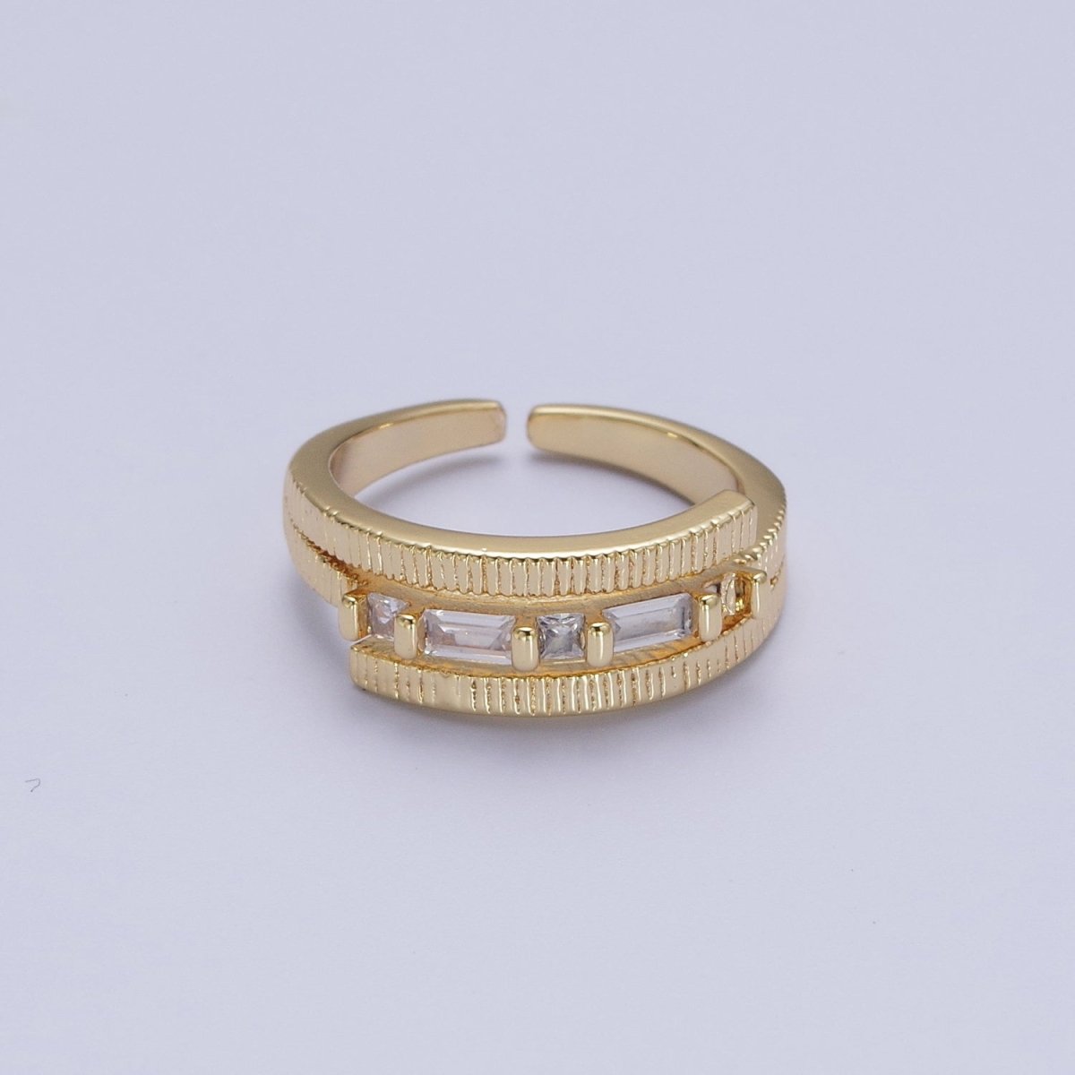 Gold Wrap Ring Clear Baguette Ring Green Baguette Ring Open Adjustable Jewelry O-1986  O-1987