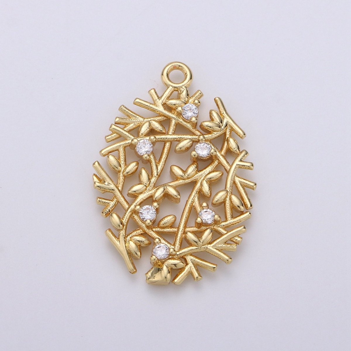 Gold Wreath Charm Olive branch charms Laurel Leaf Wreath Charms Wreath Pendants in Gold Filled D-673 - DLUXCA