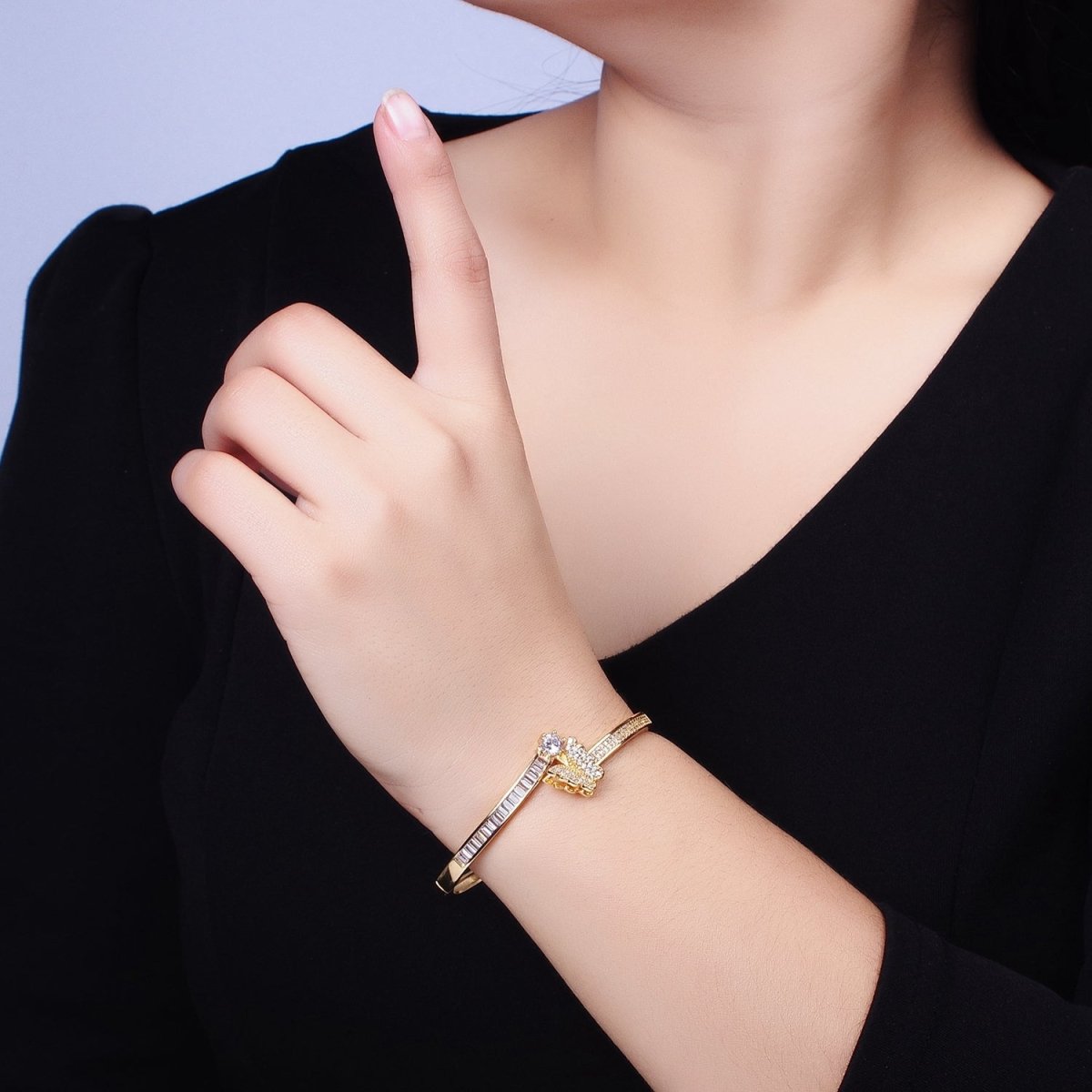 Gold Wrist Bangle Cubic Butterfly Bracelet Baguette Cz Silver Single Mariposa Bracelet | WA-1692 WA-1693 Clearance Pricing