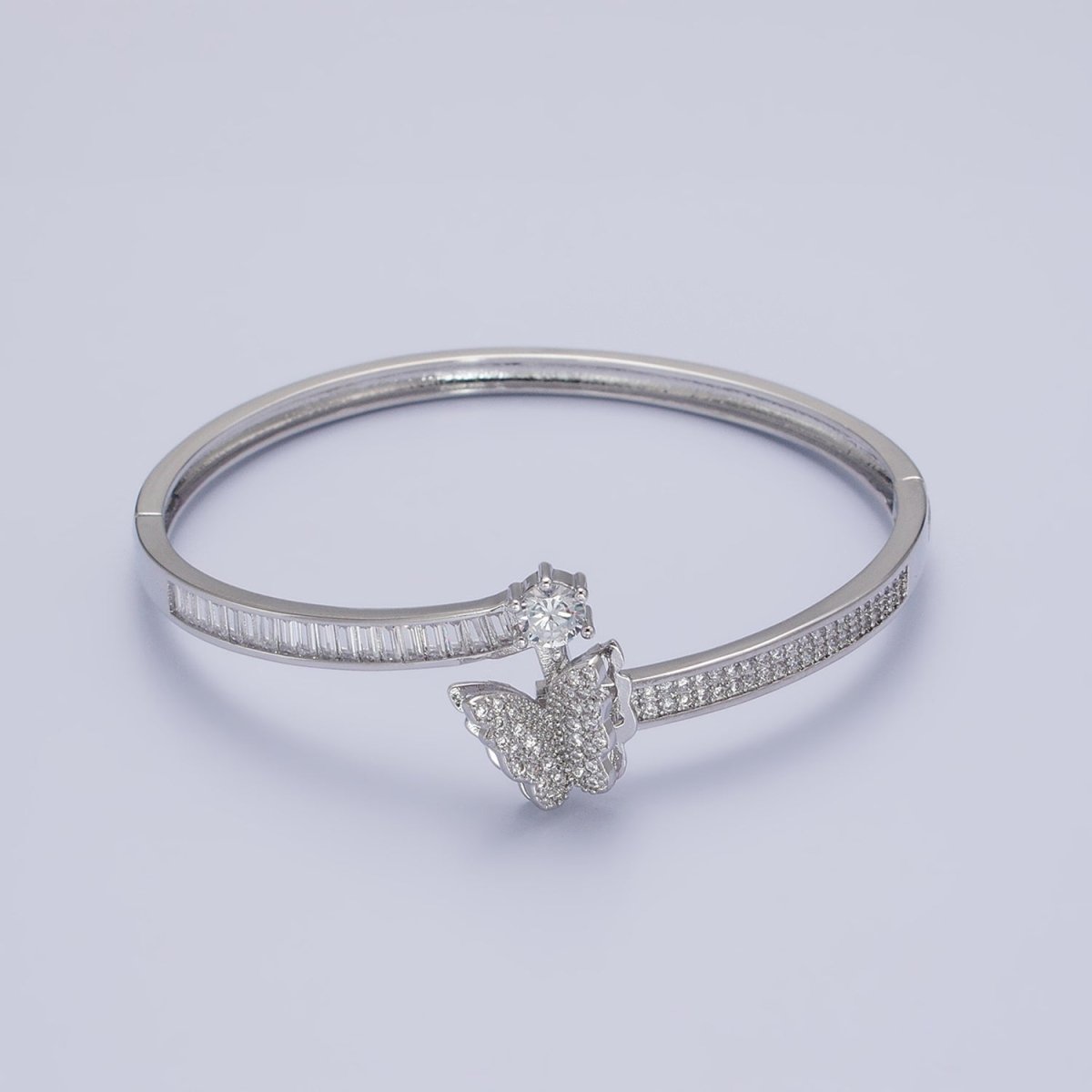 Gold Wrist Bangle Cubic Butterfly Bracelet Baguette Cz Silver Single Mariposa Bracelet | WA-1692 WA-1693 Clearance Pricing