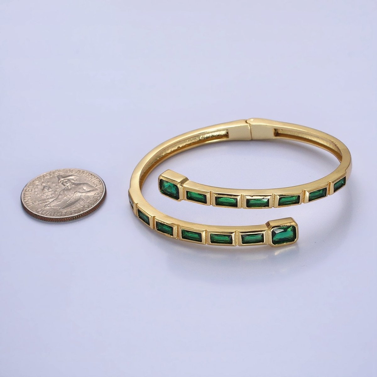 Gold Wrist Bangle Emerald Cut Cz Bangle Bracelet Silver Bracelet Blue Sapphire, Emerald Green, Clear CZ | WA-1687 to WA-1691 Clearance Pricing