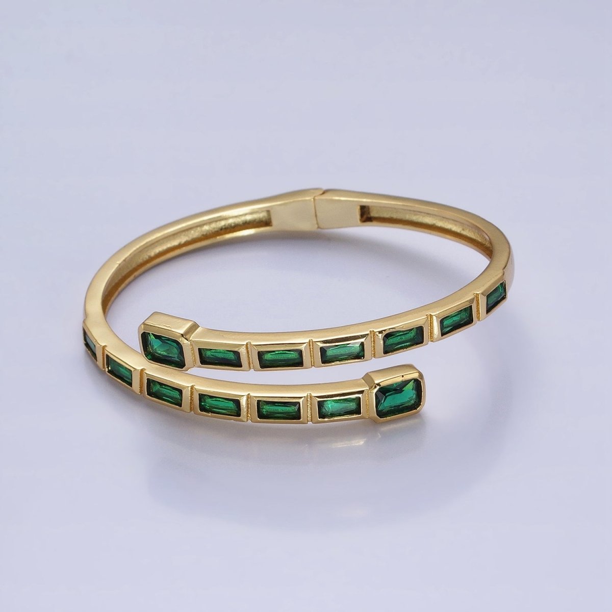 Gold Wrist Bangle Emerald Cut Cz Bangle Bracelet Silver Bracelet Blue Sapphire, Emerald Green, Clear CZ | WA-1687 to WA-1691 Clearance Pricing